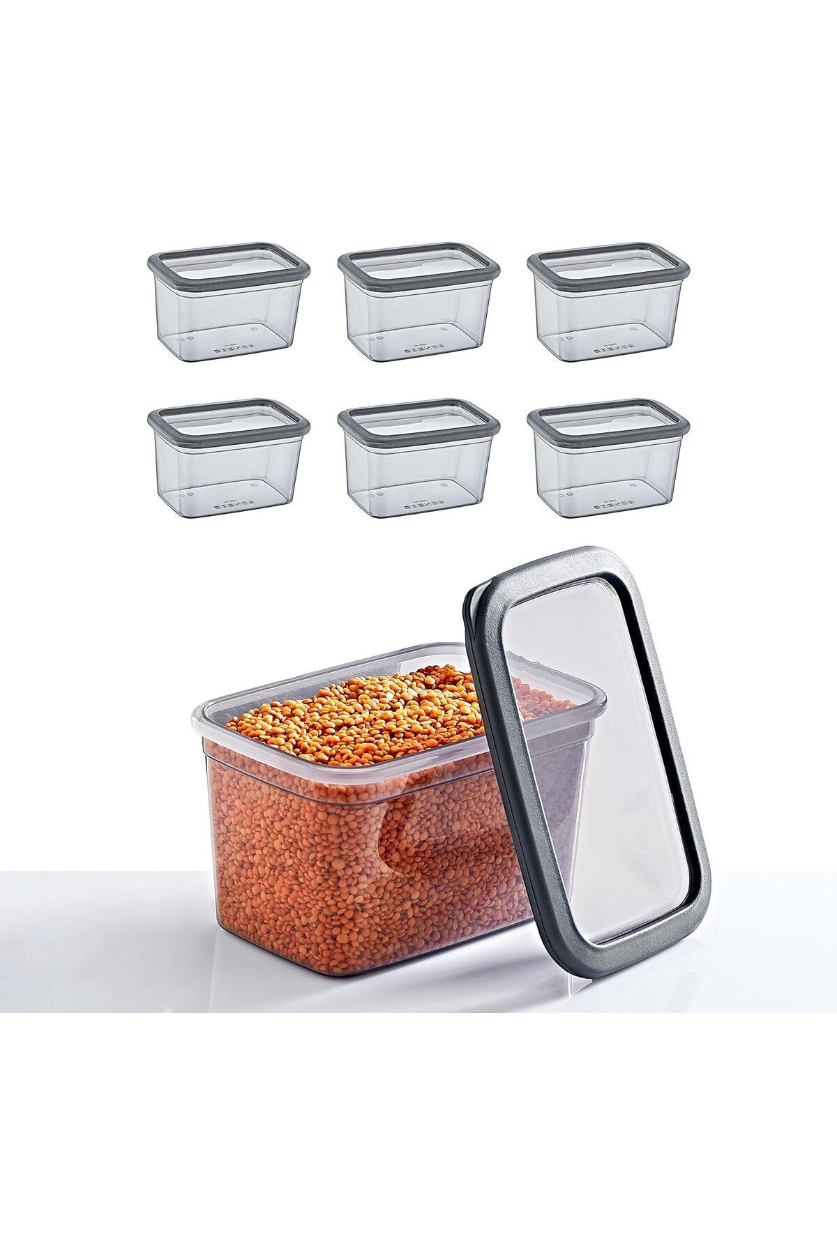 STOREMAX lvnmblya 6'Lı Set Skali Dikdörtgen Saklama Kabı Antrasit 1210 ML Shop Deesing 224120