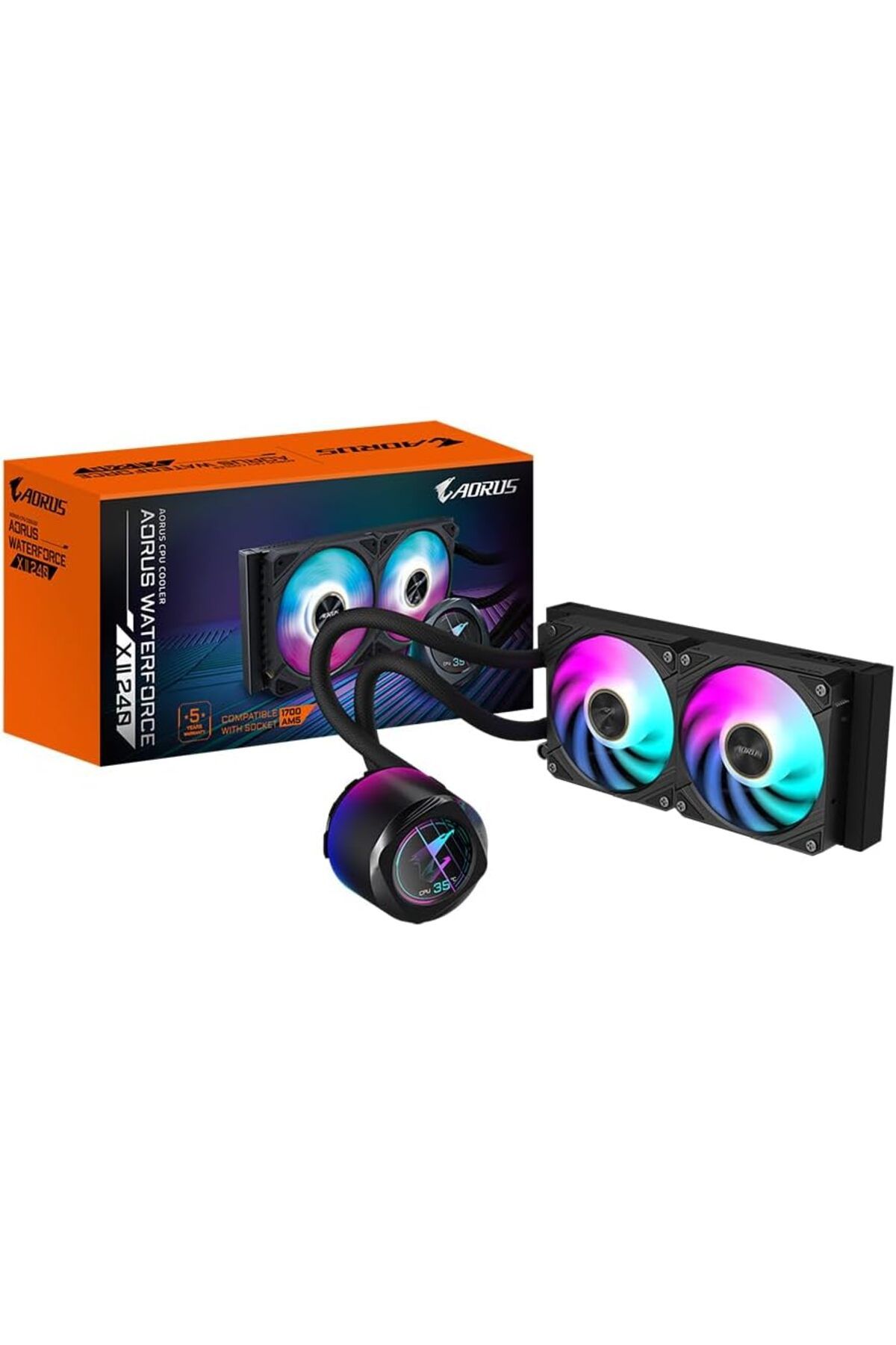 STOREMAX cmllashop AORUS WATERFORCE X II 240 Manyetik Kilitleme Mekanizmalı Fan, 60 x 60mm Full Color LCD Ek