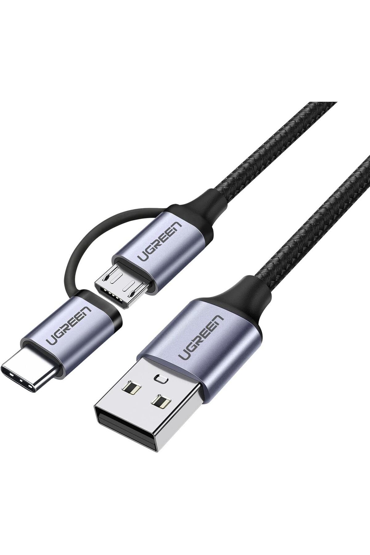 STOREMAX htpshopmx 2'si 1 Arada Örgülü Type-C Micro USB Şarj ve Data Kablosu 1 Metre str http 1092444