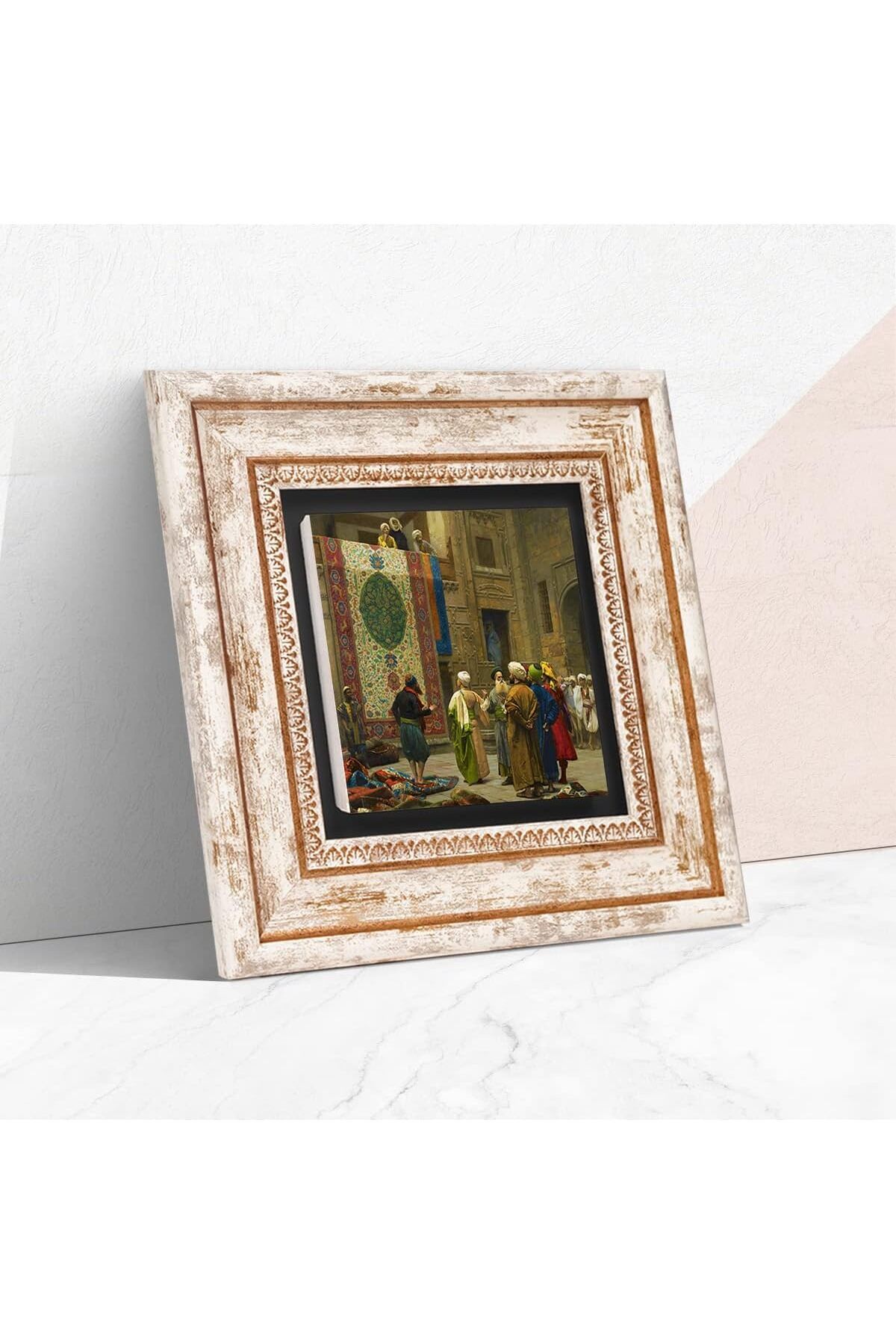 STOREMAX Göreme Halı Tüccarı Taş Duvar Tablosu - Çerçeveli Taş Tablo - Dekoratif Duvar Sanat