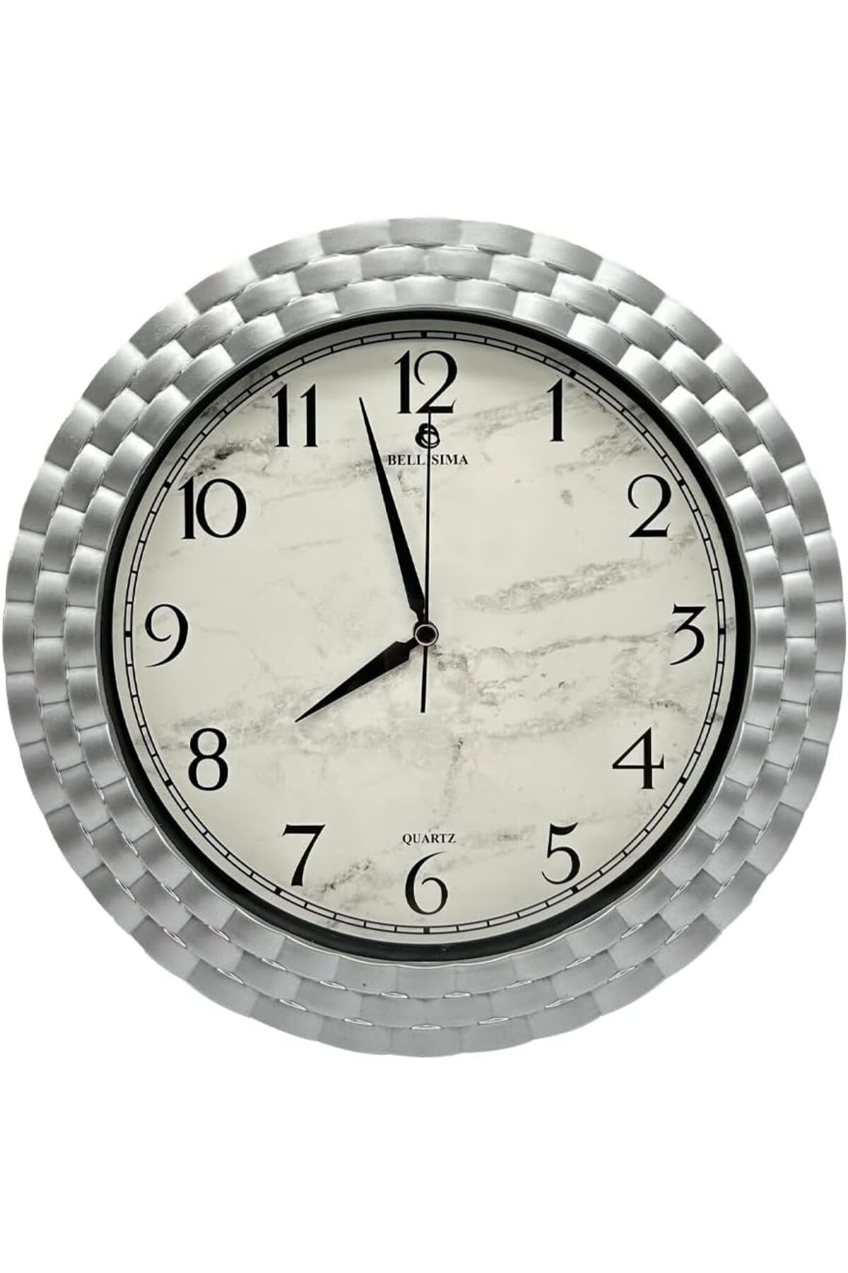 yenibagshop BL-1037 Serisi Klasik Kadran Örme Desenli Sessiz Akar 30 cm Duvar Saati Gri