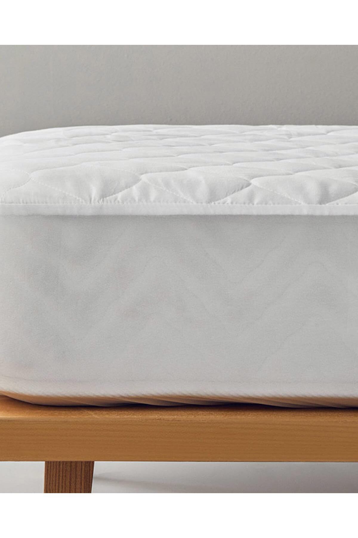 STOREMAX jvnnastore Home Plump Pamuk Polyester Sıvı Geçirmez Çift Kişilik Yatak Koruyucu Alez Beyaz 646