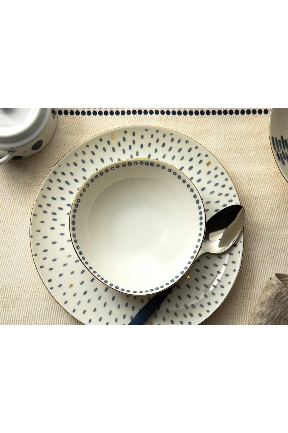 STOREMAX buymxx Home Navy Dots Porselen Kase 15 cm Mavi-Beyaz desiny 1082424