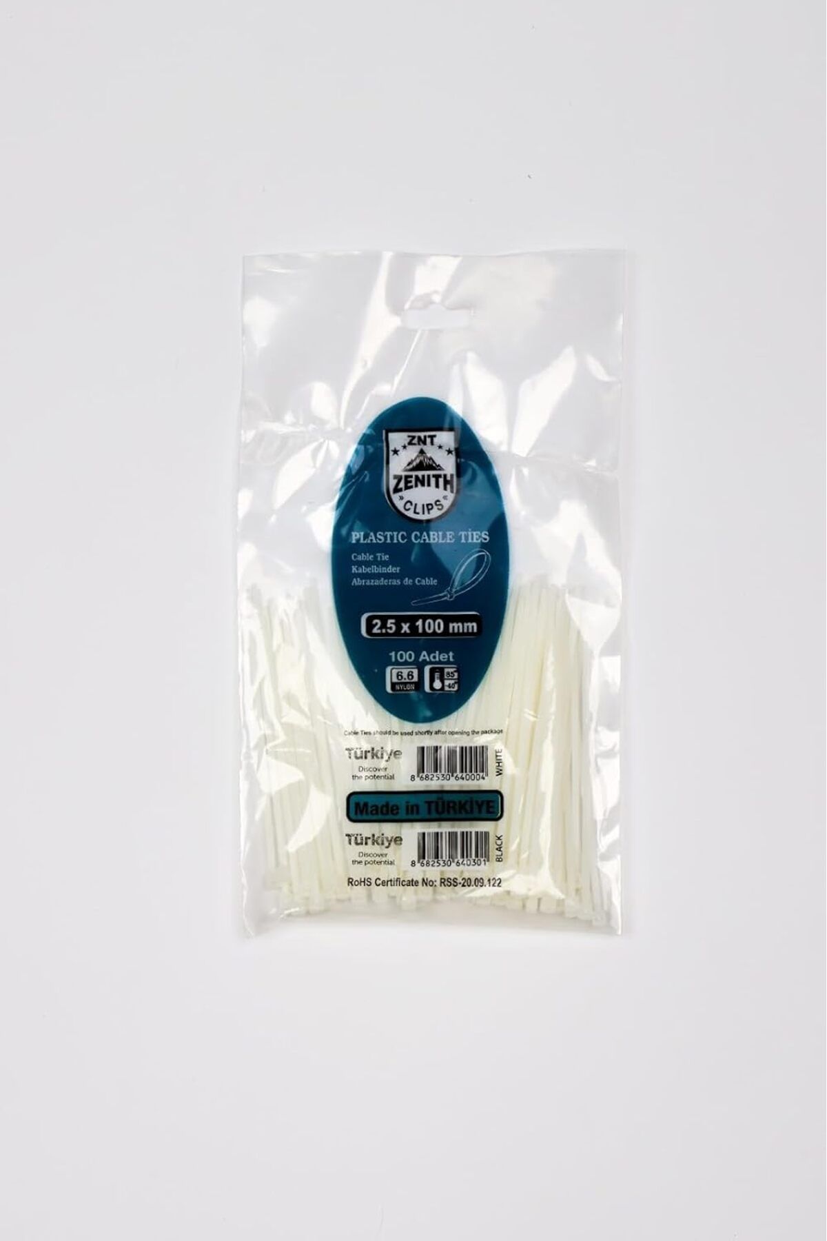 yenibagshop 2,5x100 Beyaz Kablo Bağı & Plastik Kelepçe & Cırt Kelepçe 100 Adet (paket)