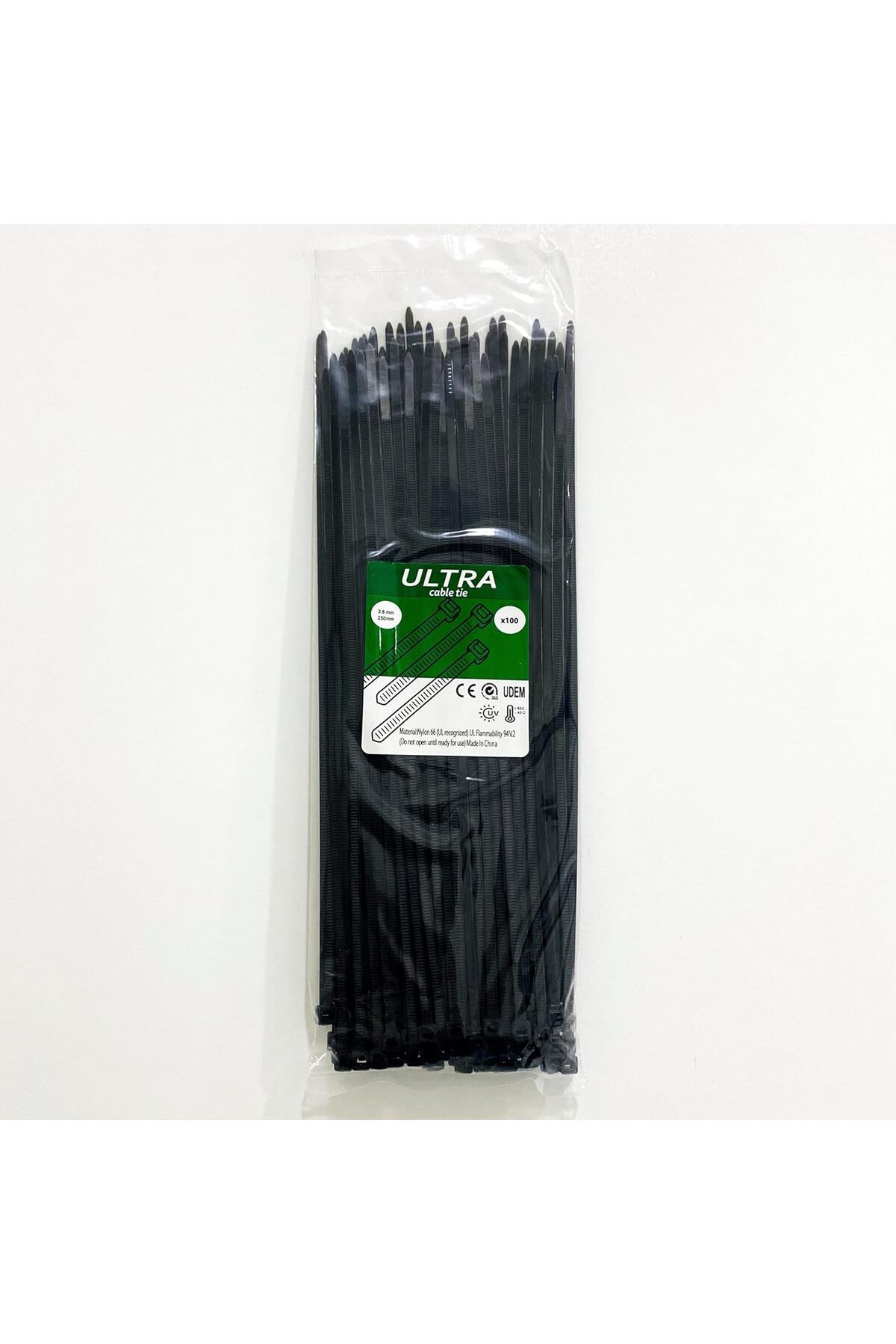 yenibagshop 3.6 x 250 mm Kablo Bağı & Plastik Cırt Kelepçe Paket (Siyah)(100Adet)(1.Kalite)