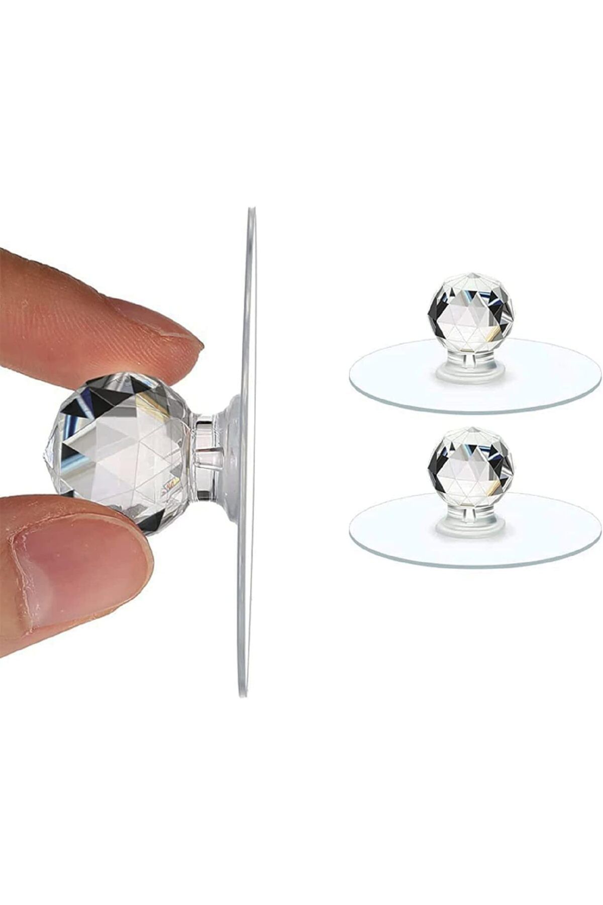 STOREMAX nffashopm Kristal Başlıklı 2'li Yapışkanlı Kulp Dolap Çekmece Kulp Tutacak Askı storestarx 1