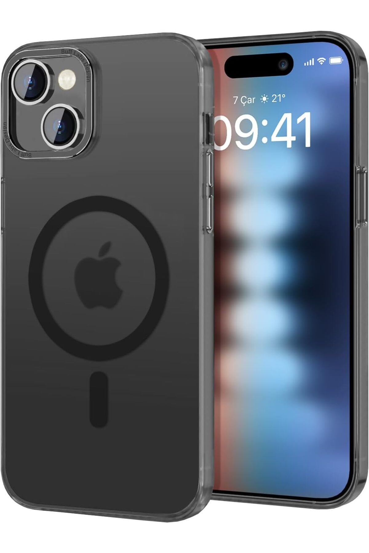 STOREMAX bystoreby LABS iPhone 15 ile Uyumlu TaoFit Manyetik Yarı Saydam Metal Çerçeveli Kılıf (Siyah) N