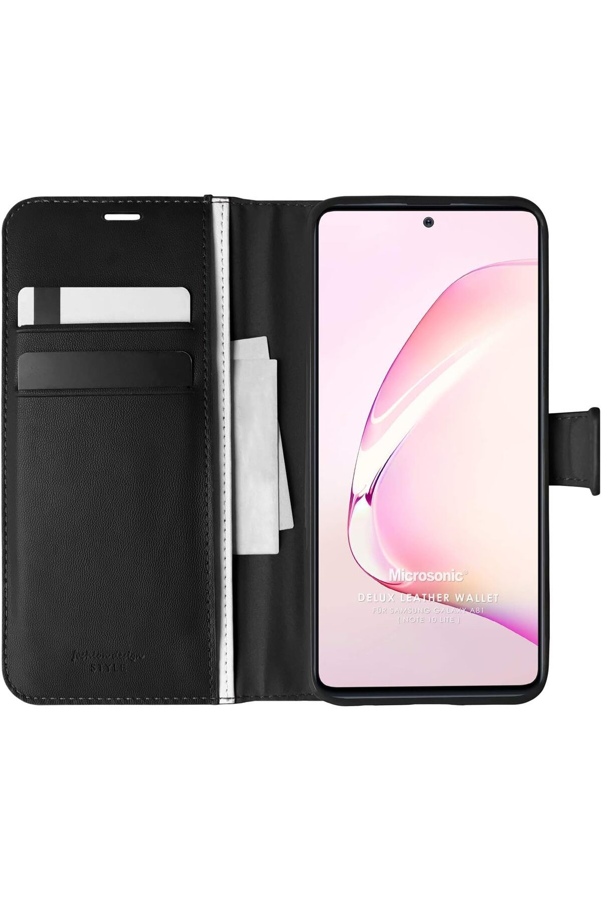 STOREMAX nffashopm Galaxy Note 10 Lite için Kılıf Delux Leather Wallet Siyah [Galaxy Note 10 Lite ile Uyum