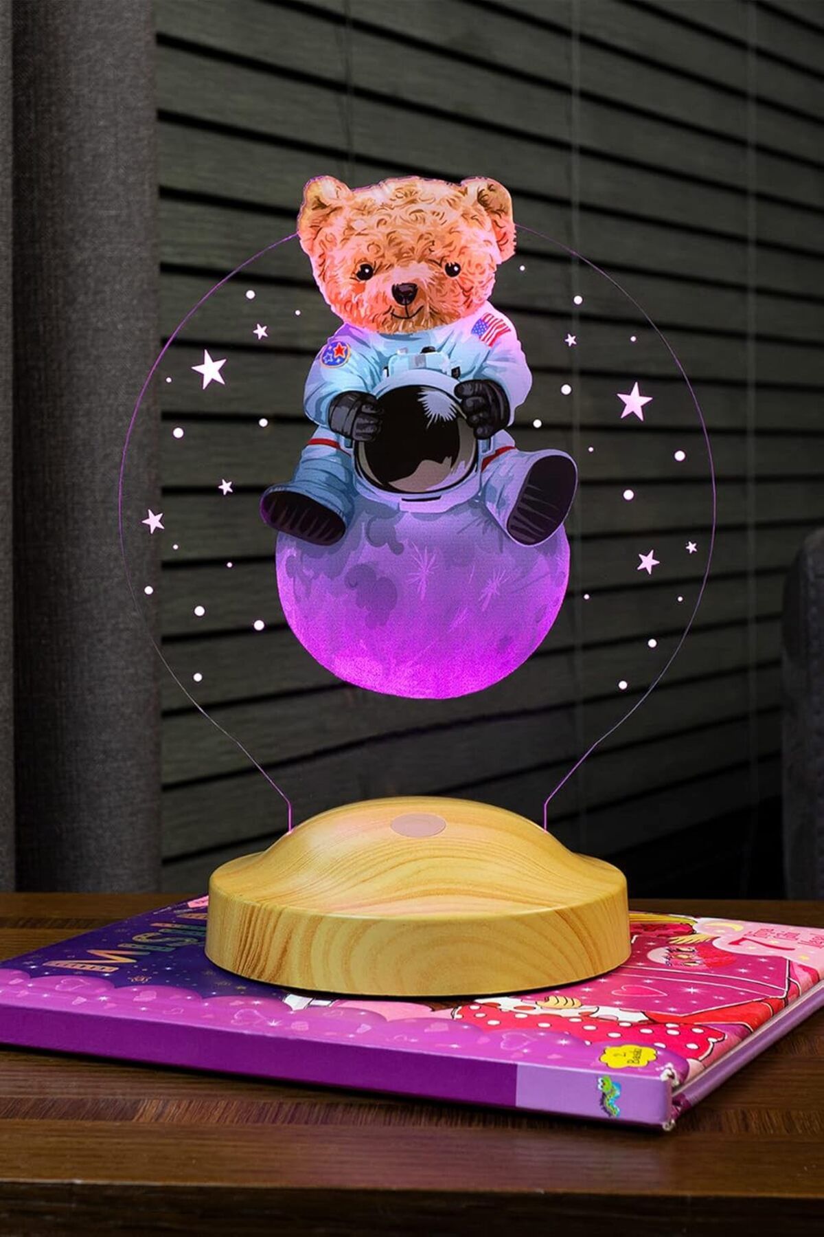 STOREMAX Renkli Baskılı Ayı Teddy Doğum Günü Led Lamba Gece Lambası  Aydınlatma