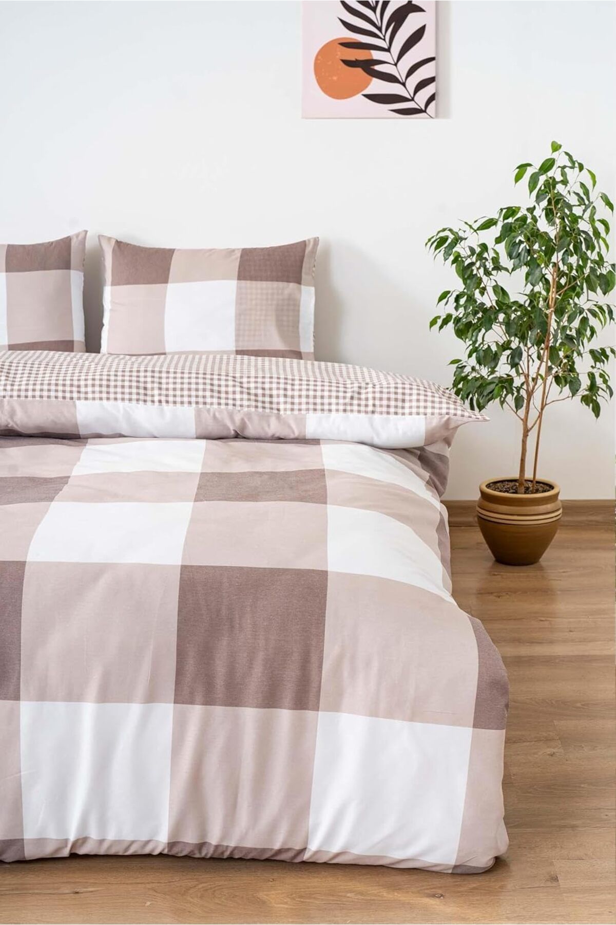 STOREMAX bystoreby Kahve Kareli Çift Kişilik Nevresim Takımı Pamuklu NewDesing 646268