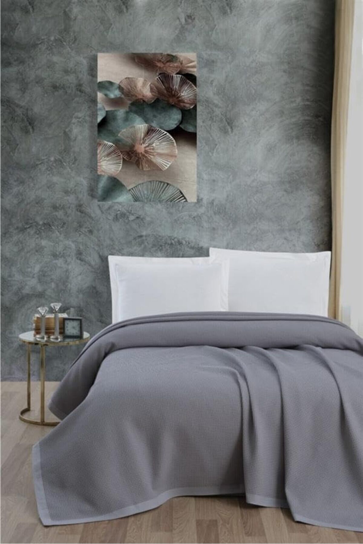 STOREMAX Pike%100 Pamuk Petekli Pike, Dörtmevsim Pike Tek Kişilik 170x240 Gri DLStore 990396