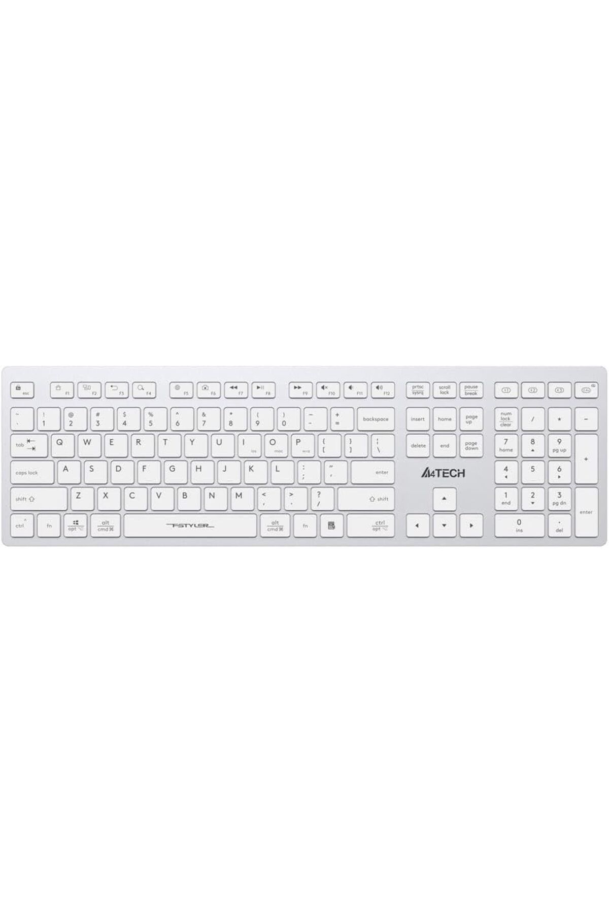 yenibagshop Tech FBX50C Şarj Edilebilir (Q) Türkçe FN-Multimedya Bluetooth & 2.4Ghz Kablosuz Klavye, Beyaz