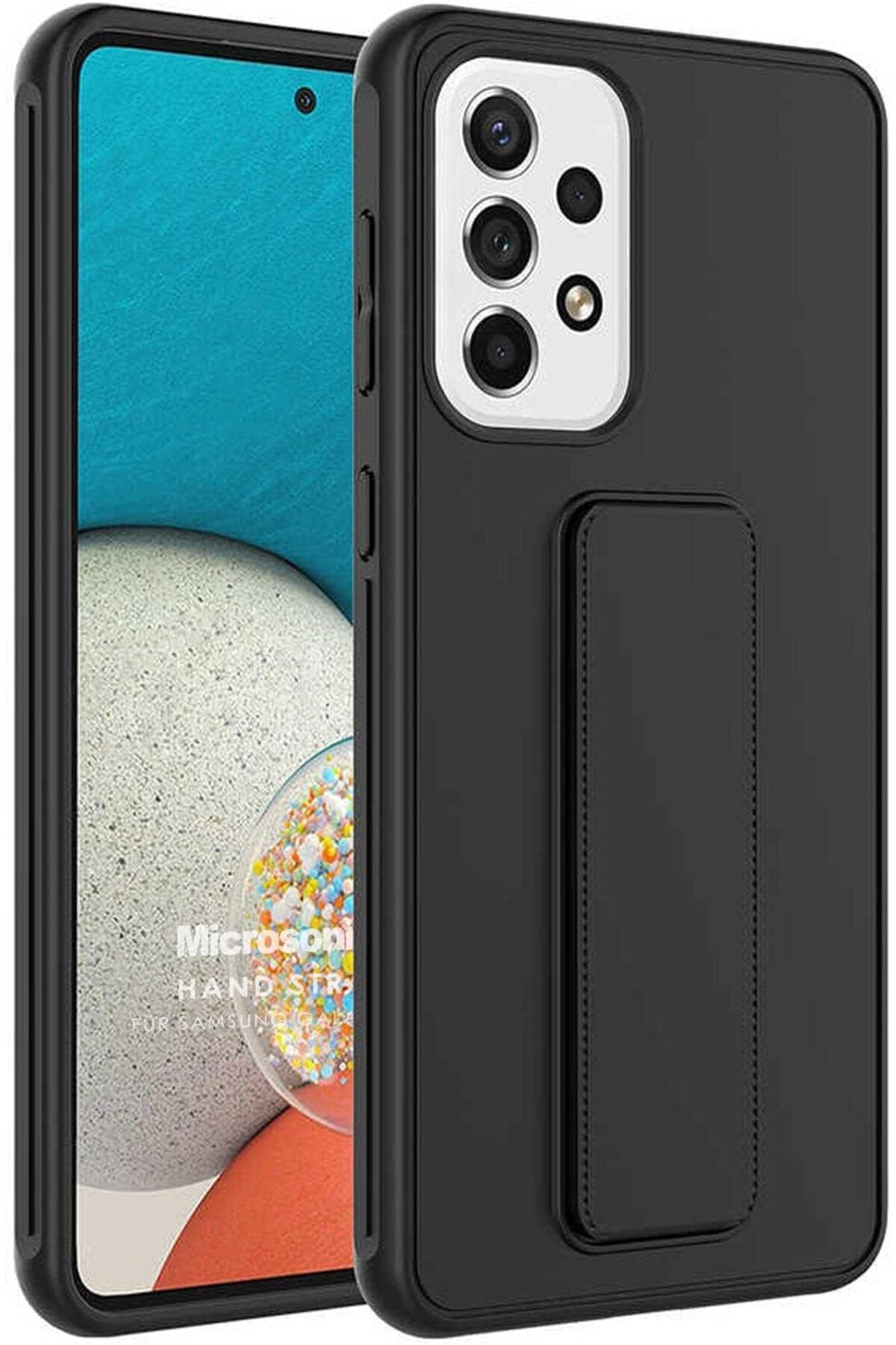 STOREMAX nffashopm Galaxy A73 5G için Kılıf Hand Strap Siyah [Galaxy A73 5G ile Uyumlu Kılıf - Siyah] st