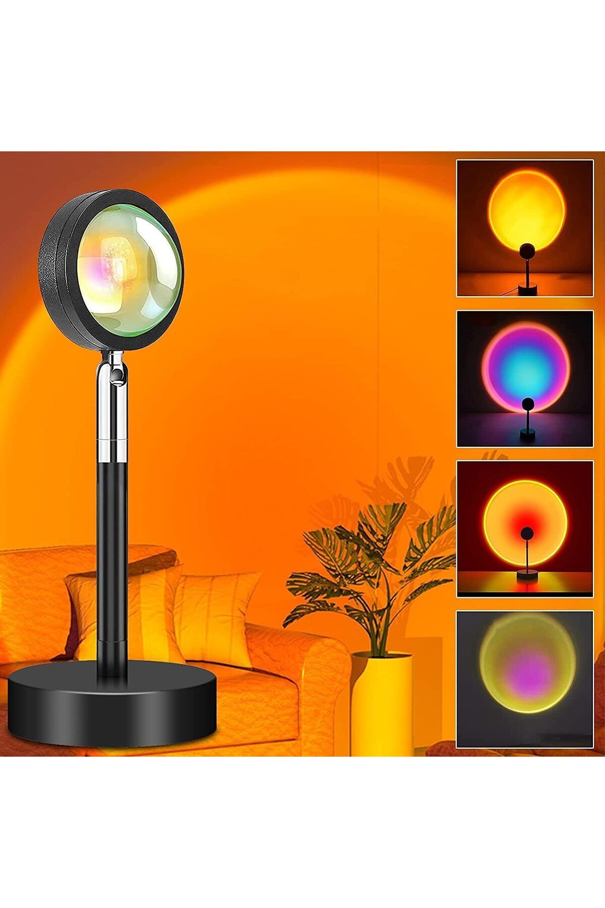 yenibagshop Gece Lambası Projektör Kumandalı Gün Batımı Sunset Lamp Yeni Çocuk Odası Lambası