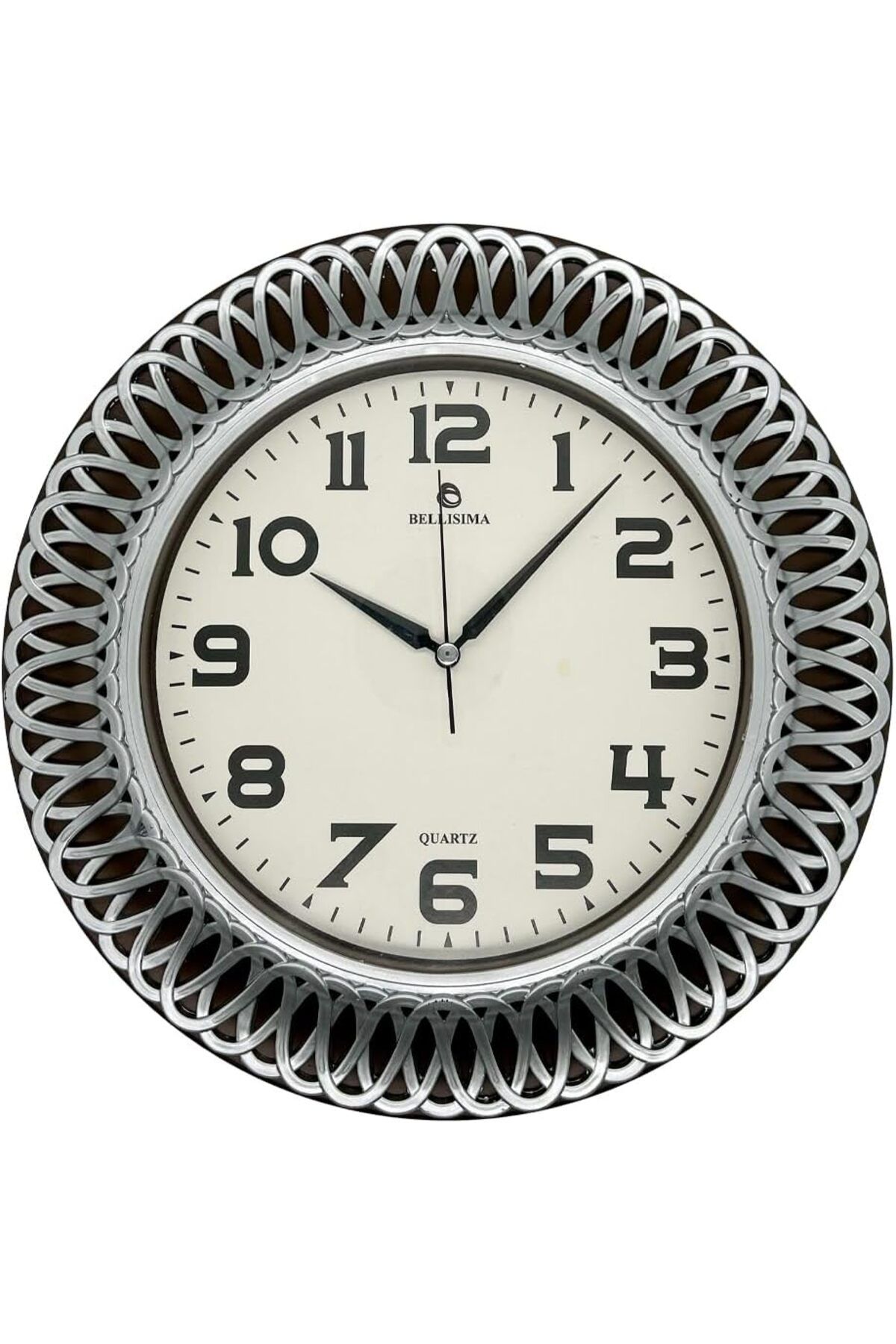yenibagshop BL-1057 Serisi Klasik Kadran İşleme Desenli Sessiz Akar 30 cm Duvar Saati Kırmızı-Gri