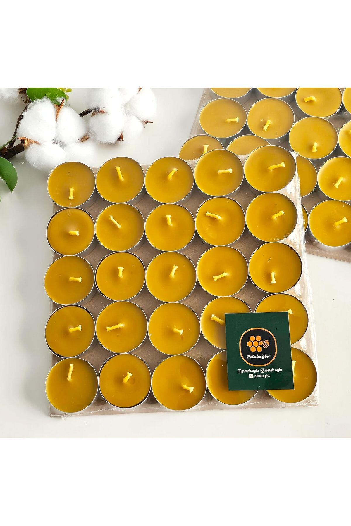 yenibagshop (100 ADET) Bal Mumu Tealight Mum Doğal Petek Balmumu Mum Standart Boy Buhurdanlık İçin Doğal Mum