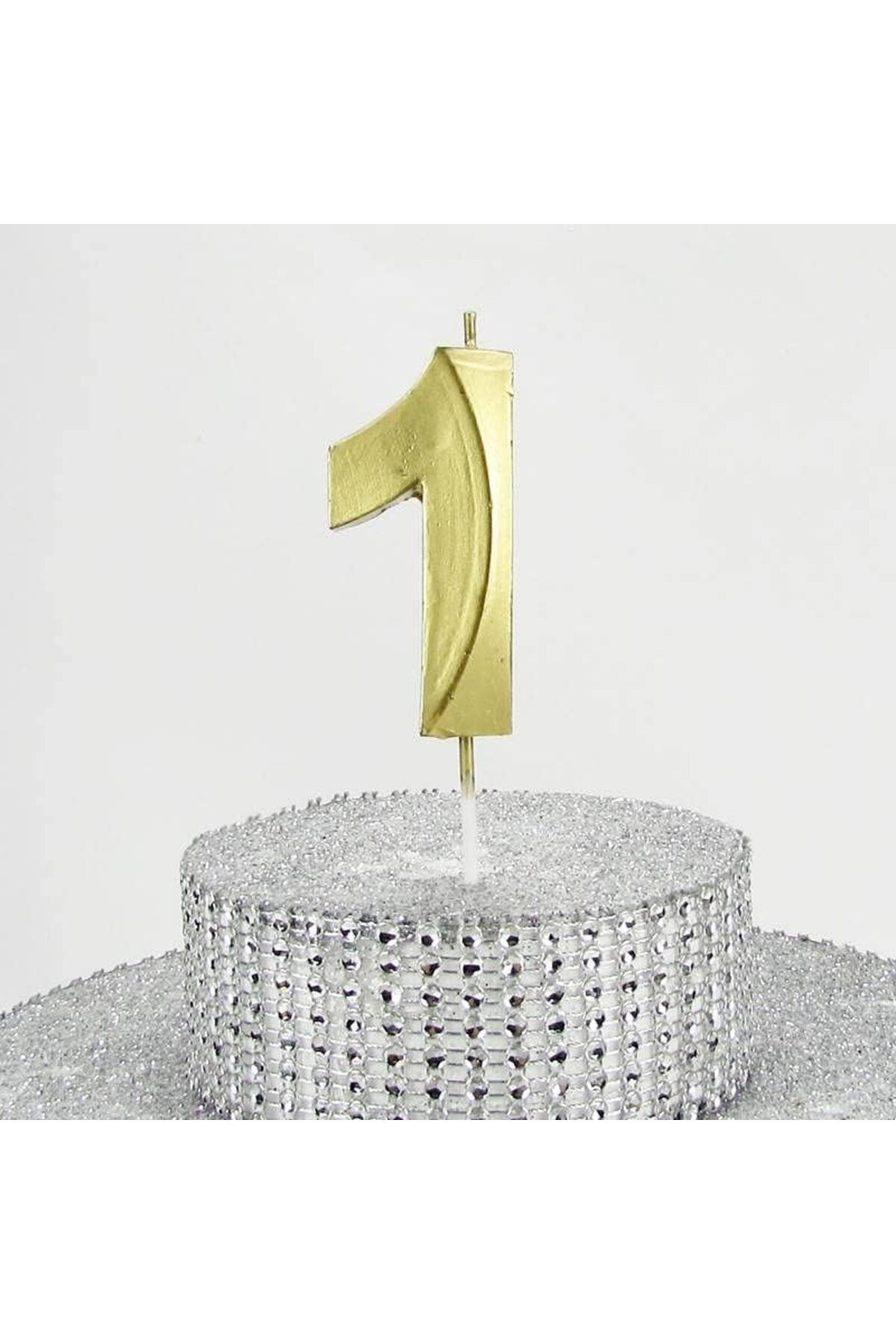 yenibagshop VİTRİNİ 1 Bir Rakamlı Gold (Altın) Mum 6.5 Cm