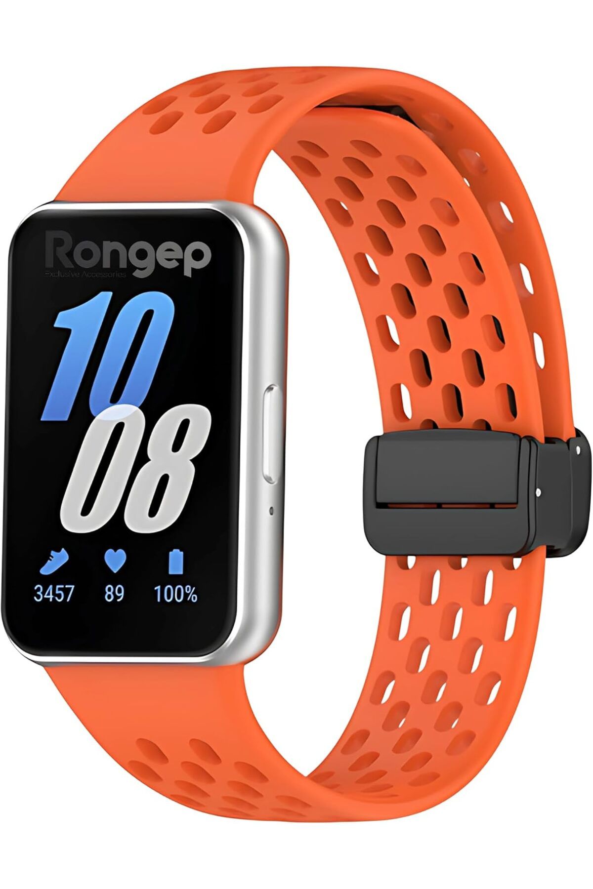STOREMAX nffashopm Galaxy Fit 3 ile Uyumlu Spor Kordon Manyetik Katlanır Toka Mekanizmalı Nefes Alabilirlik