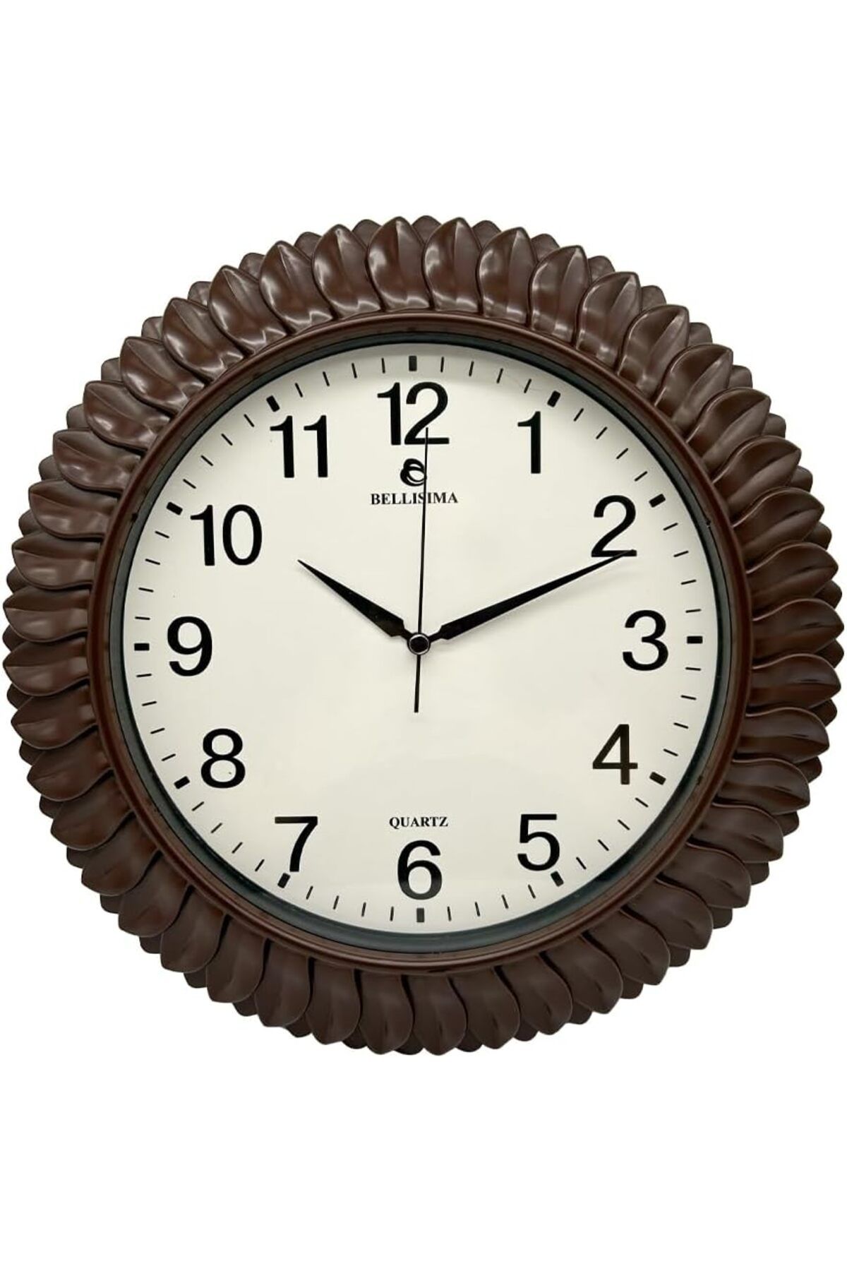 yenibagshop BL-1074 Serisi Klasik Kadran Yaprak Desenli Sessiz Akar 30 cm Duvar Saati Bordo
