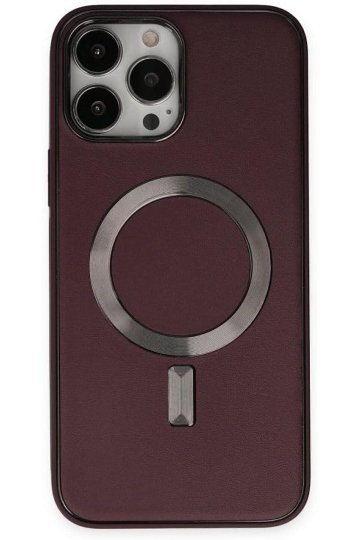 STOREMAX nffashopm Iphone 14 Pro Max ile uyumlu Bordo Coco Deri Magneticsafe Silikon Telefon Kılıfı stores