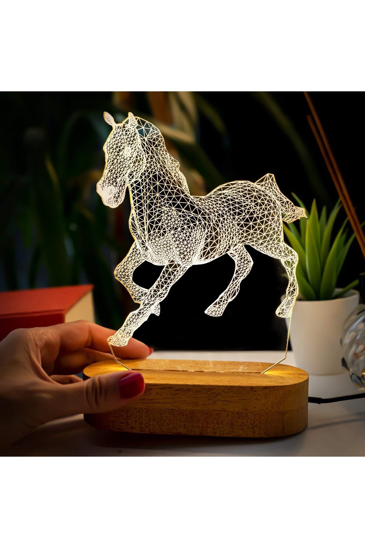 yenibagshop Tasarımlı 3 Boyutlu Optik İllüzyon Gece Lambası Usb Bağlantılı Sarı Işık