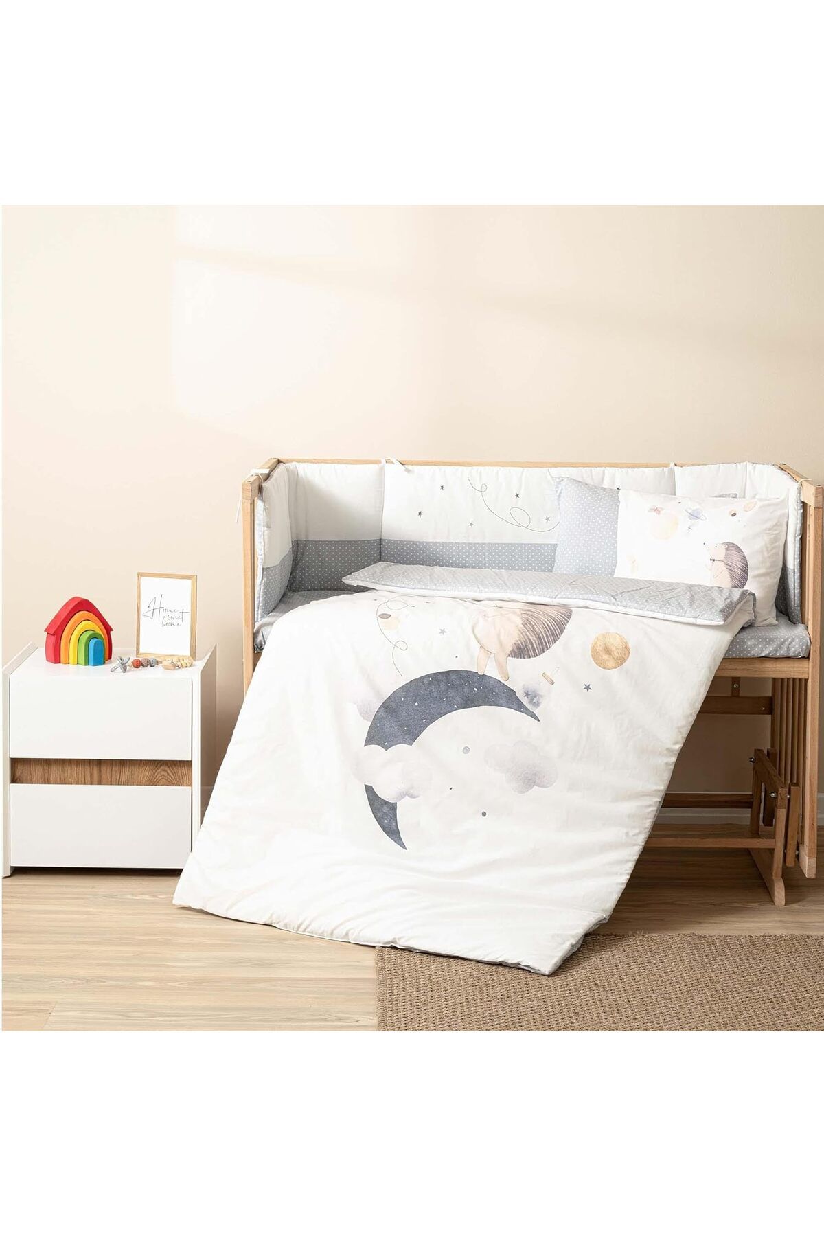 STOREMAX nffashopm | Luna Touch |%100 Pamuklu Bebek Uyku Seti Gri storestarx 1051353