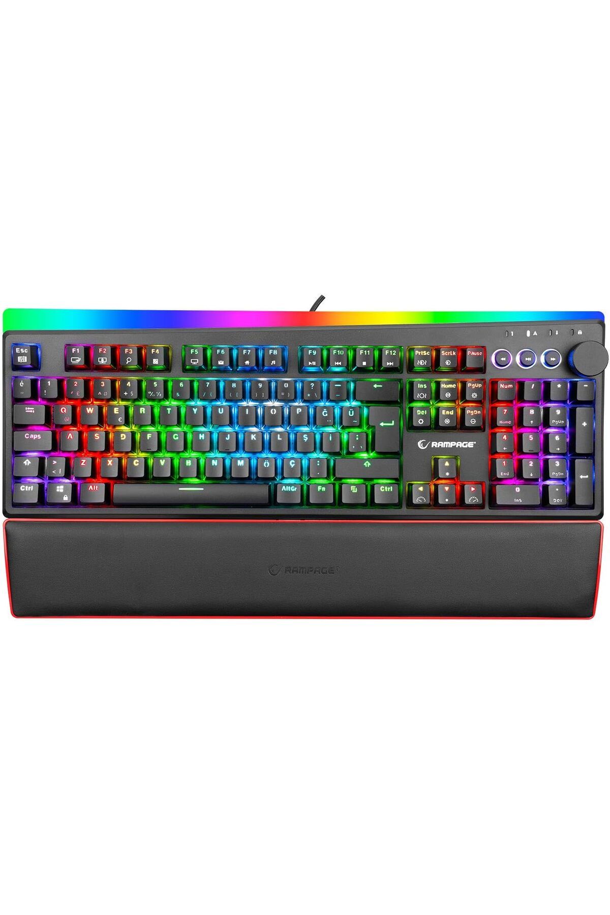 STOREMAX cmllashop KB-R97 X-TRACER Siyah USB RGB Aydınlatmalı Blue Switch Tam Türkçe Bilek Destekli Gamin