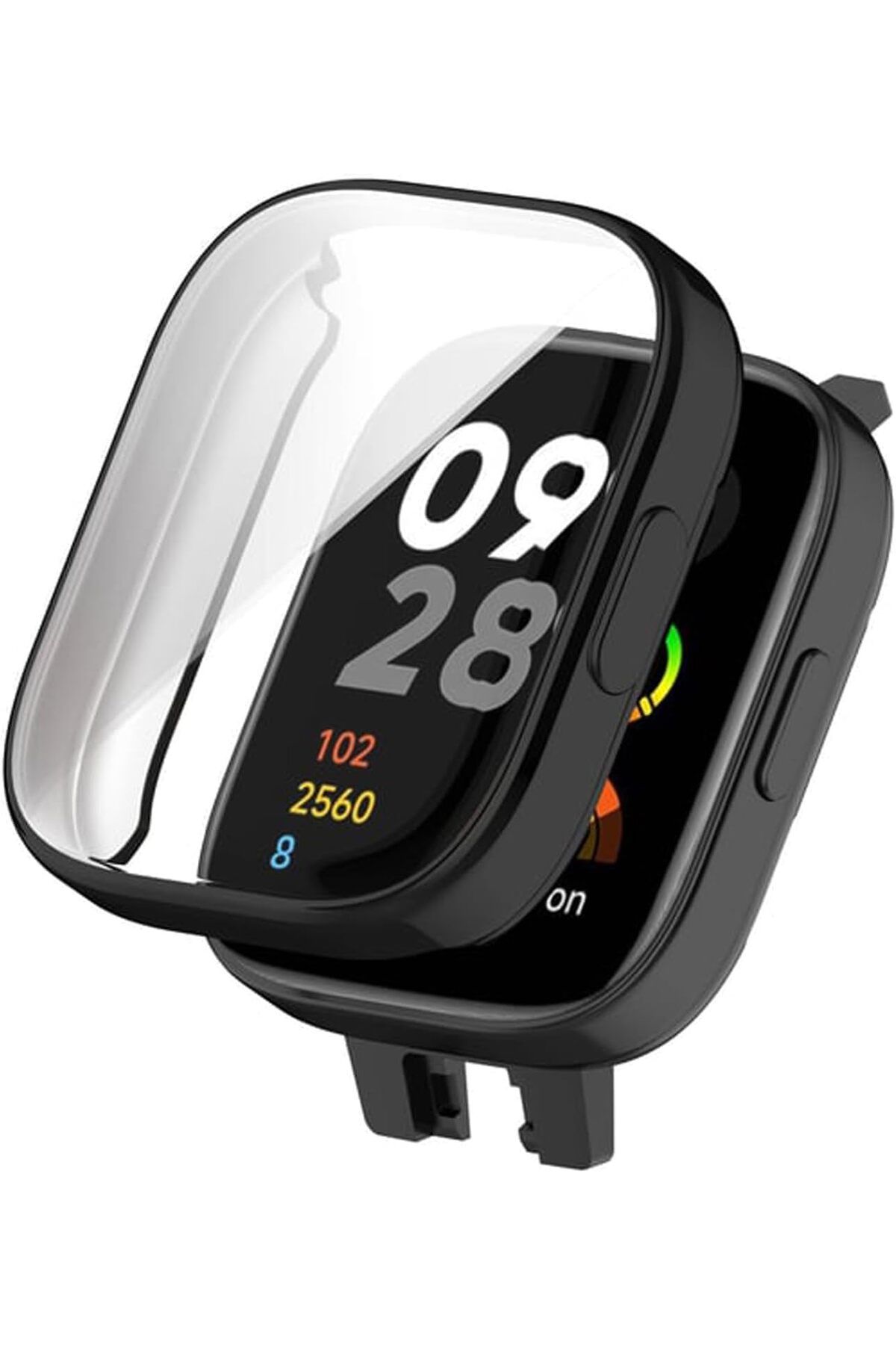 STOREMAX nslmshop Xiaomi Redmi Watch 3 ile uyumlu Siyah Silikon Kasa Ekran Koruyucu 360 Tam Kapatan Çerceve