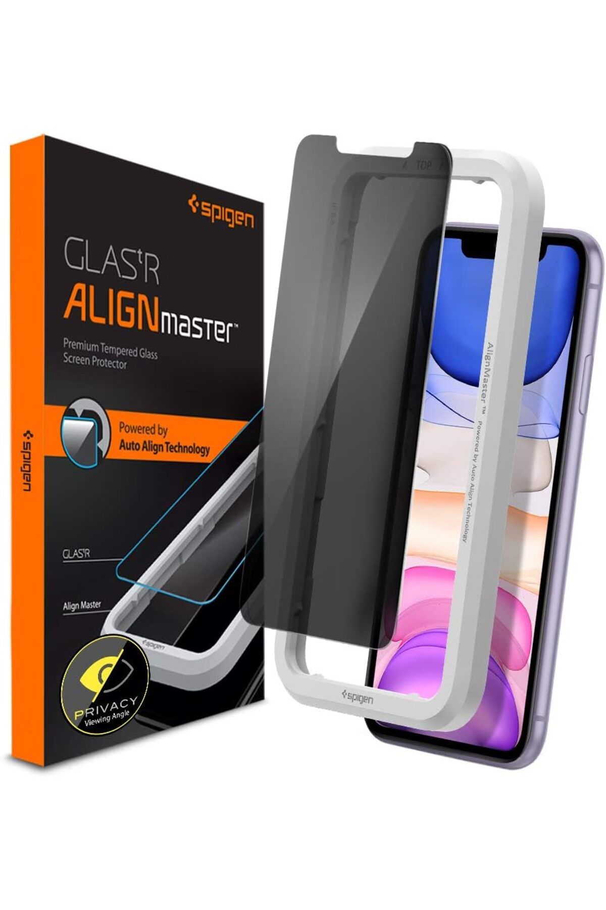 salesalbutik iPhone 11 / iPhone XR Uyumlu Privacy Hayalet Cam Ekran Koruyucu Kolay Kurulum AlignMaster - AGL00103