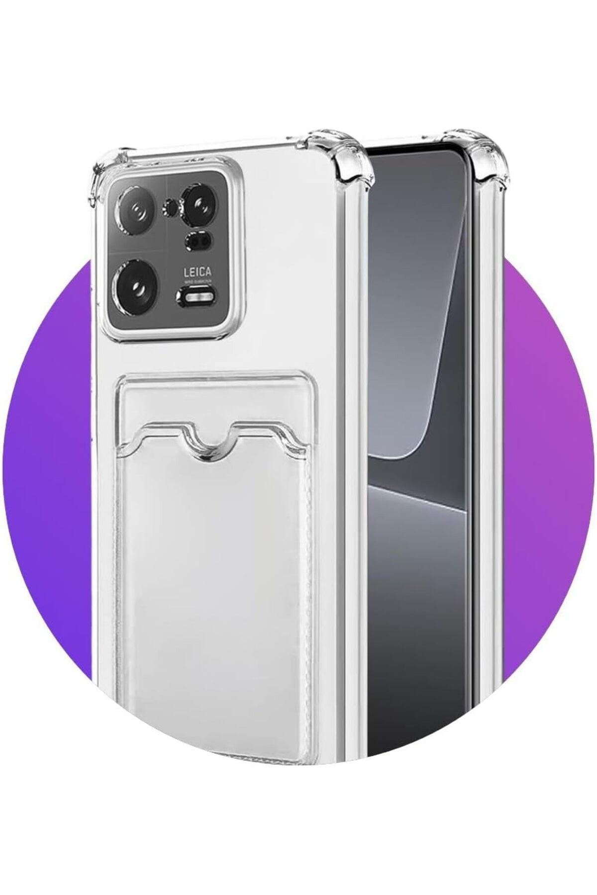 STOREMAX htpshopmx Xiaomi 13 Pro İle Uyumlu Kartlıklı, Darbeye Dayanıklı (Shockproof) Şeffaf Kılıfı