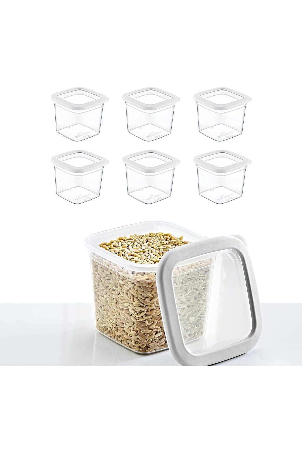 MCreative 6'Lı Set Skali Kare Saklama Kabı Beyaz 740 ML