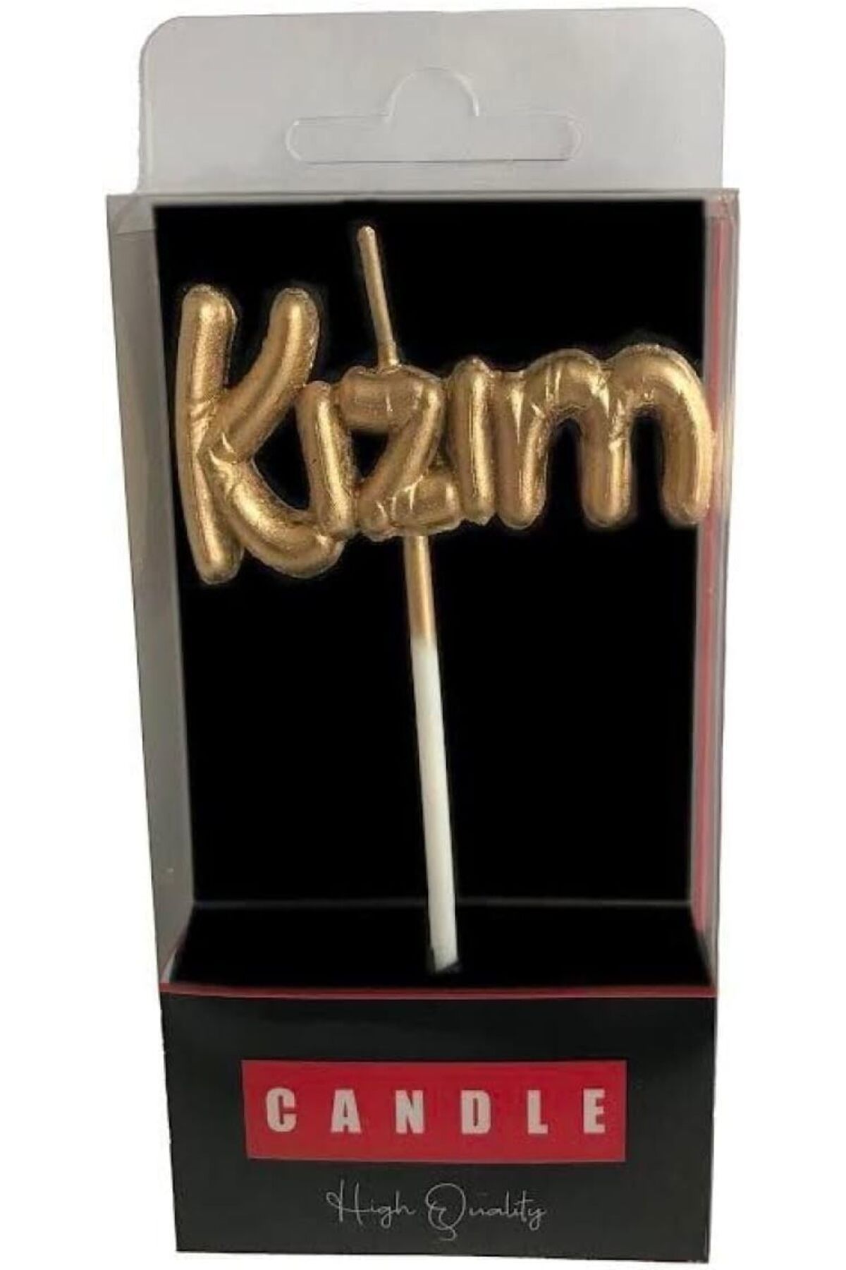 yenibagshop Yazılı Folyo Balon Şekilli Gold Mum mum1002-5