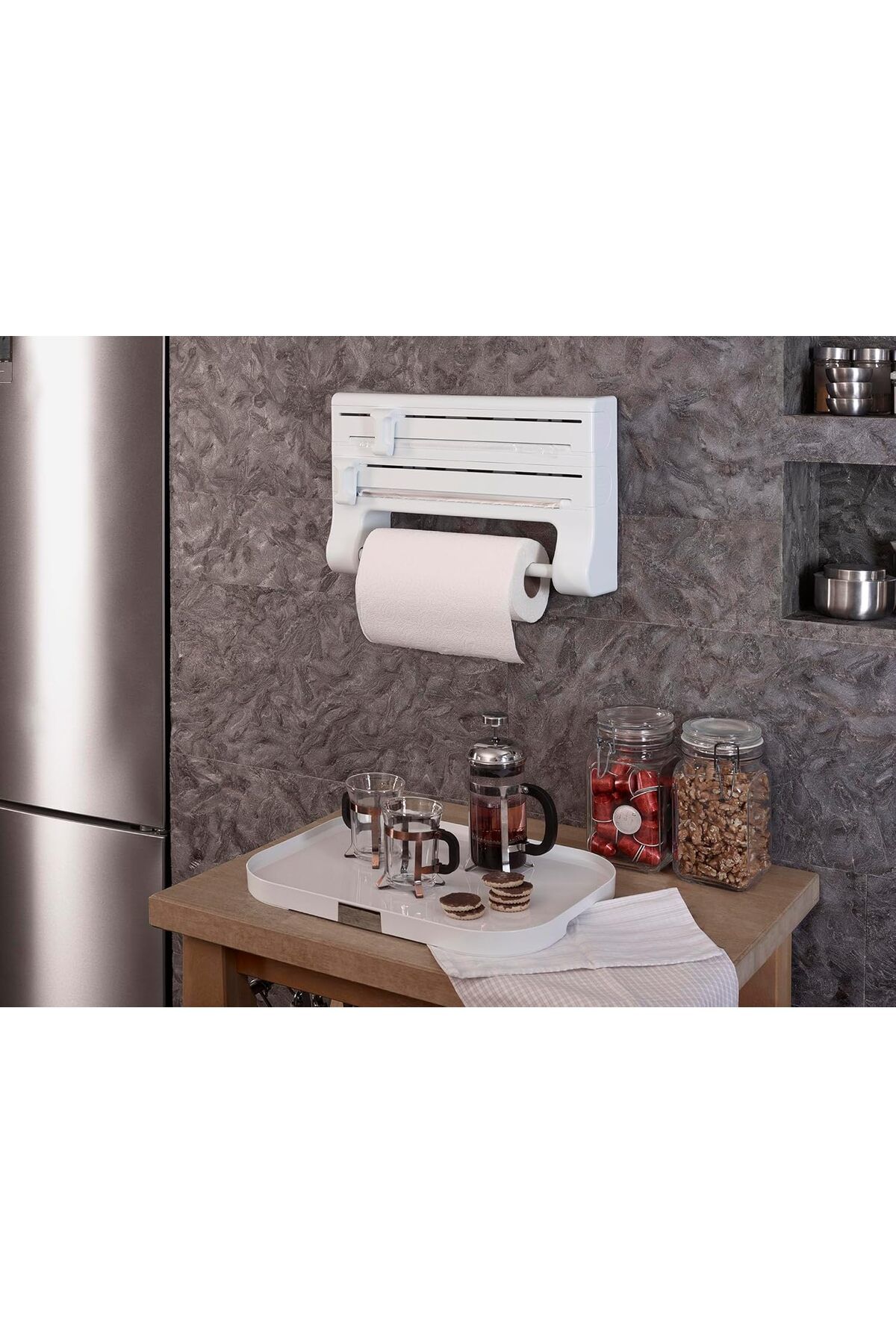 STOREMAX nffashopm Mutfak Folyo/Havlu Tutucusu-Beyaz M-E81-01 storestarx 1051353