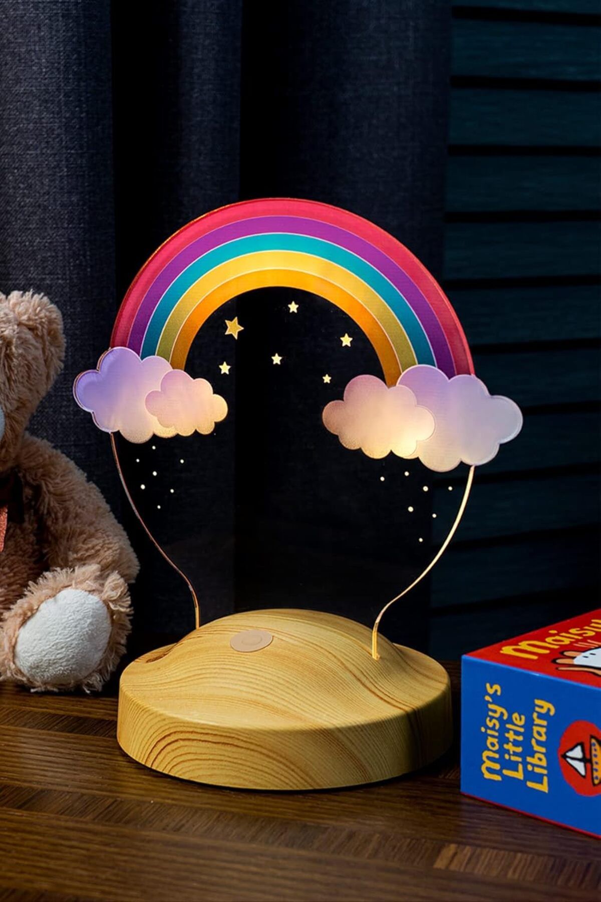 yenibagshop Gökkuşağı Desenli Rainbow Doğum Günü Hediyesi Renkli Led Gece Lambası