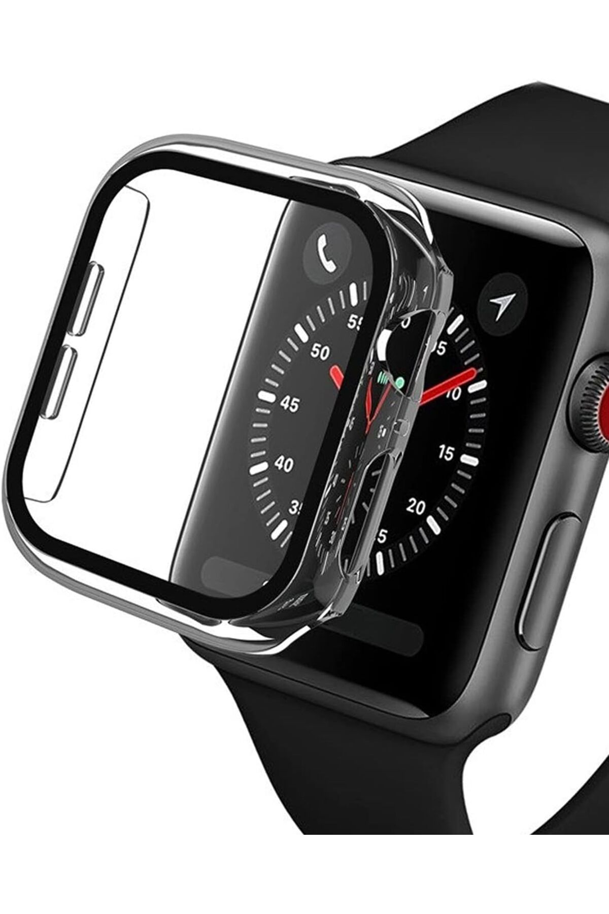 STOREMAX htpshopmx Watch Seri 38MM /40MM /41MM ile Uyumlu Kasa ve Ekran Koruyucu Kılıf Temperli Cam 360 Der