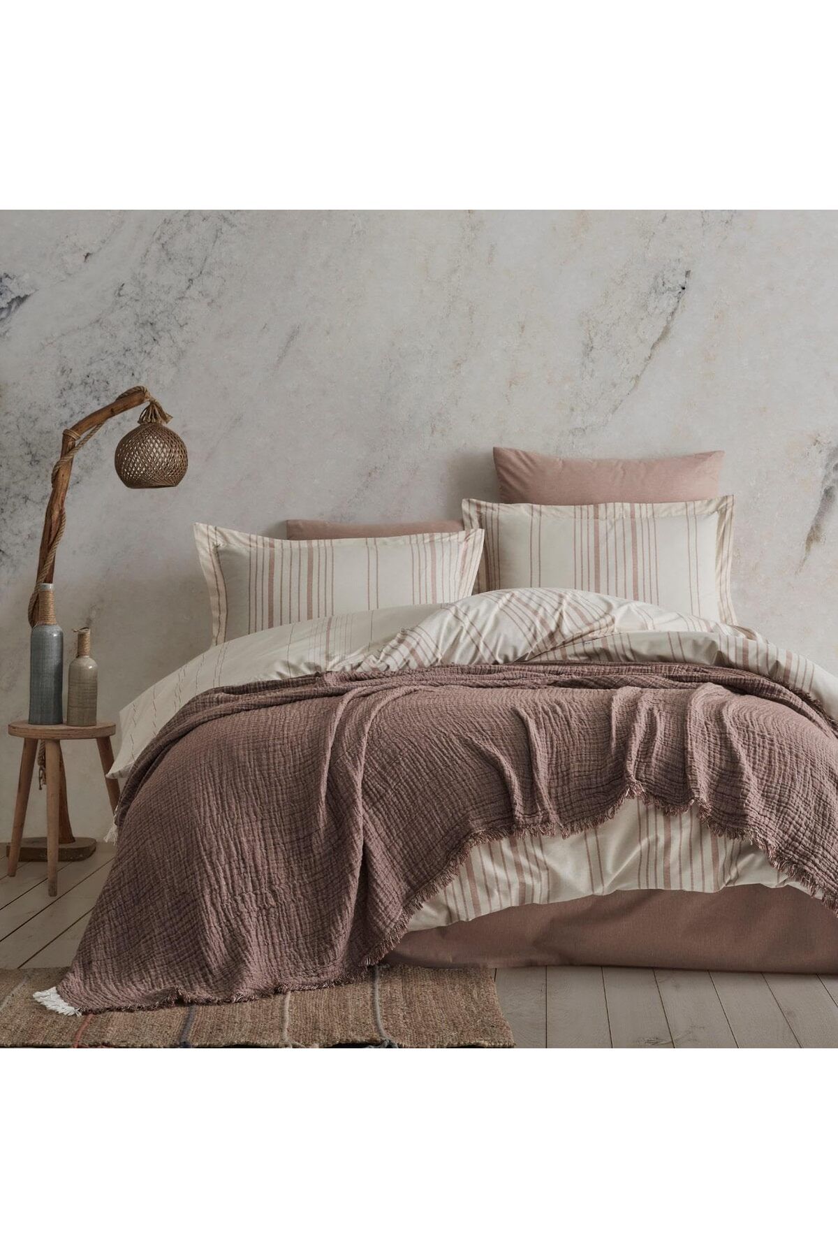 STOREMAX buystoremx | Tissou | Çift Kişilik%100 Pamuklu Muslin Pike Yatak Örtüsü Kahve newstar 1051066