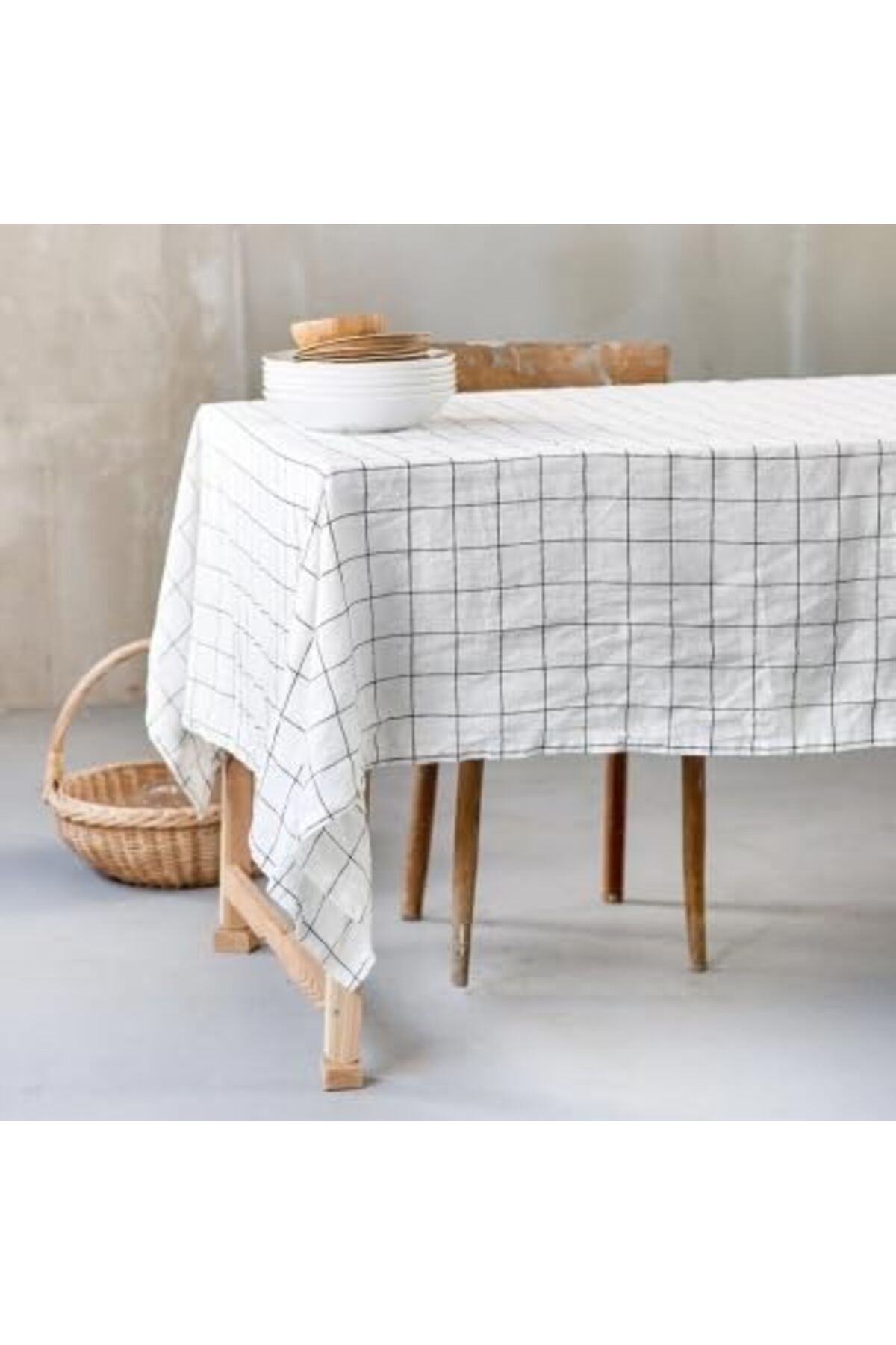 STOREMAX sellbuystore | Keten Kareli Masa Örtüsü (140 x 180) 1053513