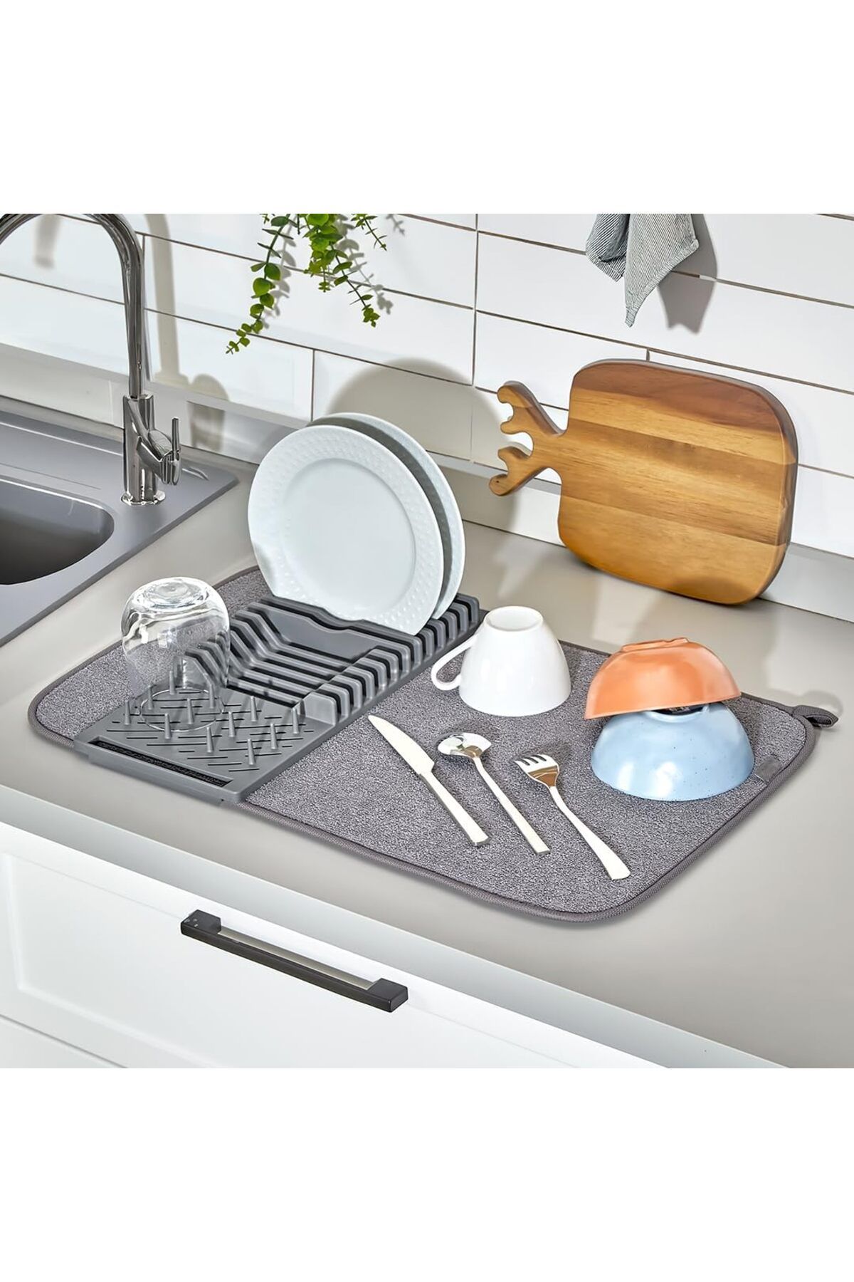 STOREMAX buystoremx Üstü Bulaşıklık Bulaşık Kurutma Matı Süzgeci Katlanır Plastik Sepeti Kurulama B