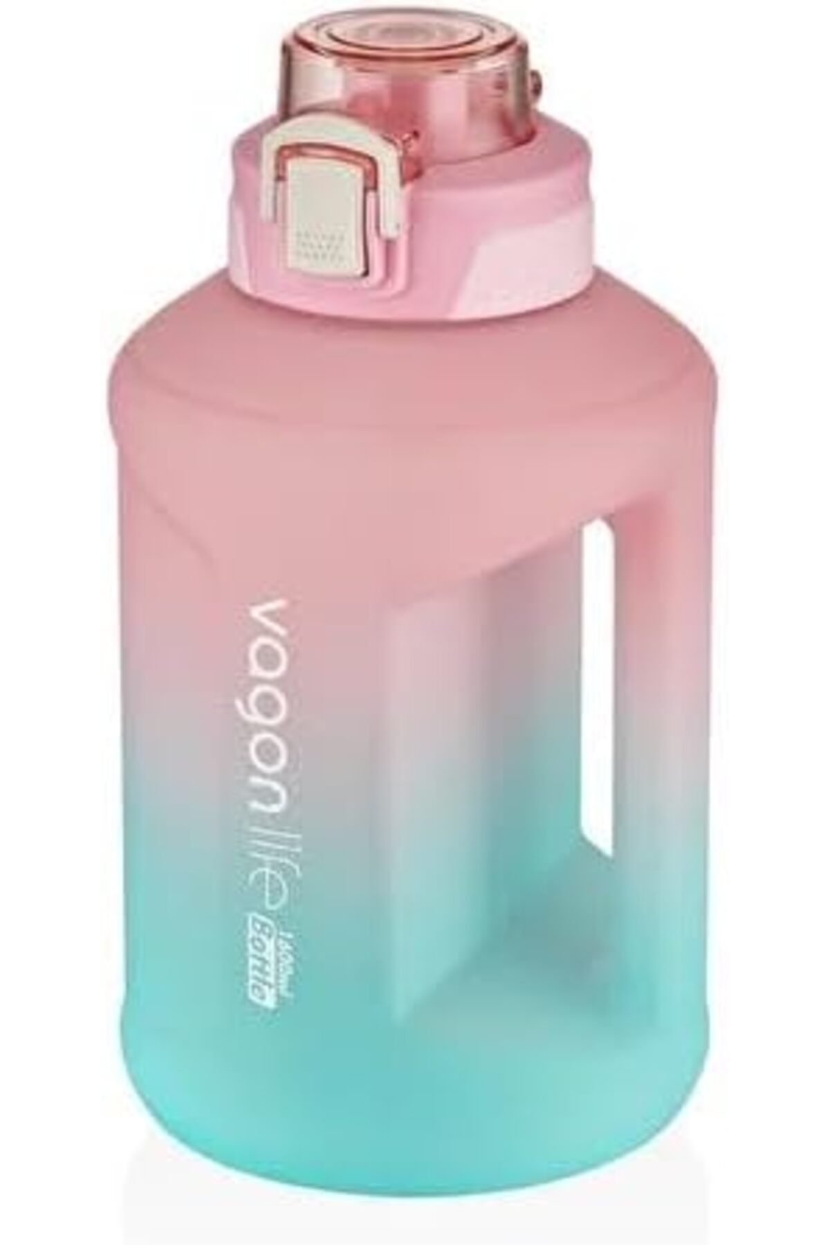 STOREMAX nffashopm 1600ml Çift Renk Taşıma Askılı ve Kulplu Motivasyon Su Matarası Sticker Hediyeli (Pe