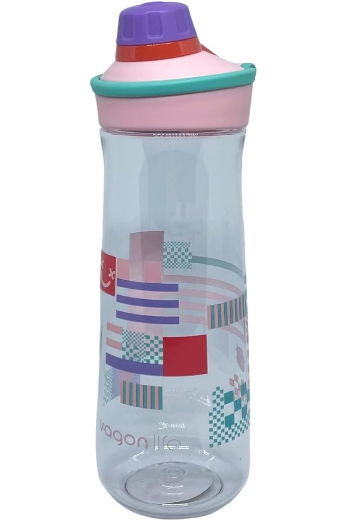 STOREMAX glpzr 650ml Döndürülerek Açılan Rahat Kapaklı Kulplu Desenli Gövde Polikarbon Su Matarası (P