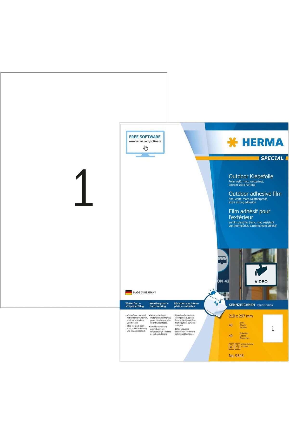 STOREMAX 9543 hava koşullarına dayanıklı dış mekan yapışkan folyo DIN A4 (210 x 297 mm, fol
