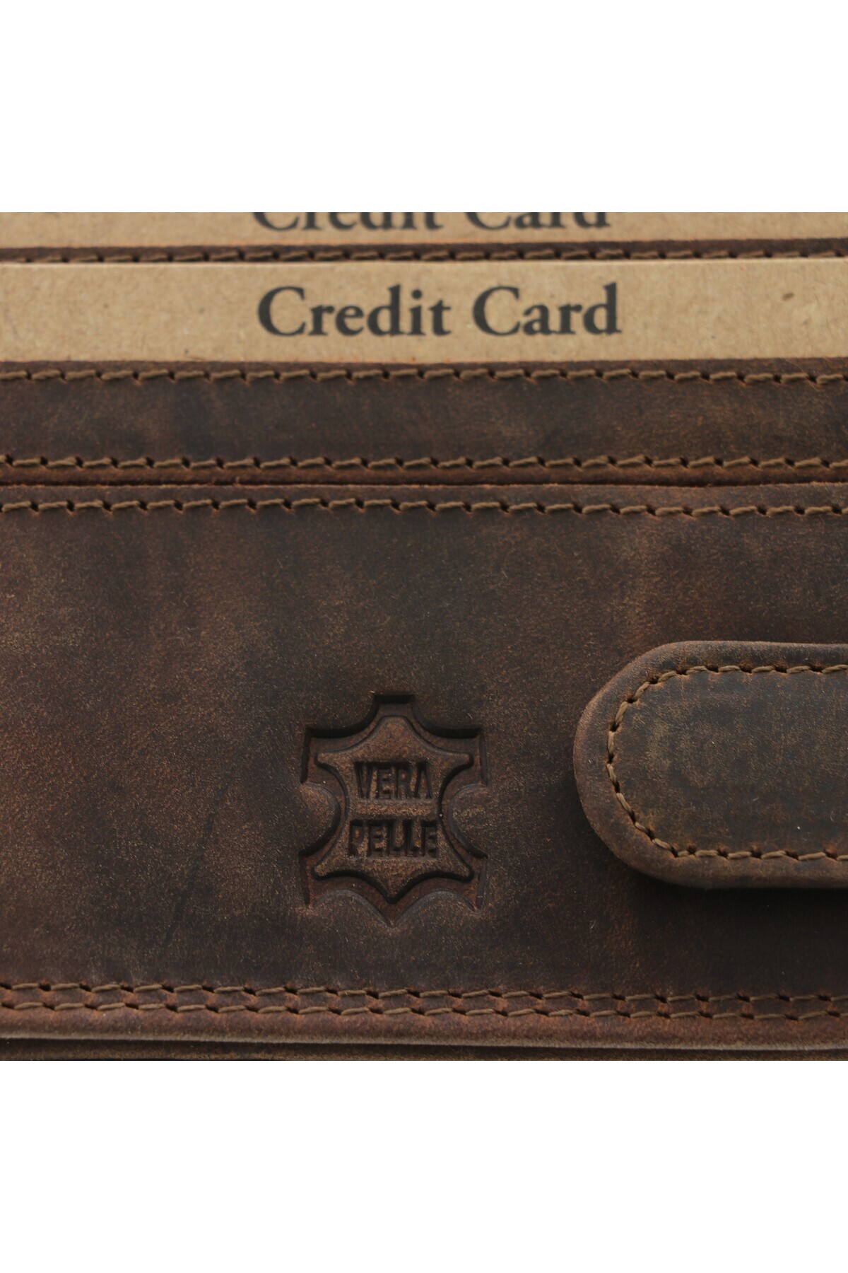 GiftExpress-Men's wallet in brown wild duck leather with clasp 9