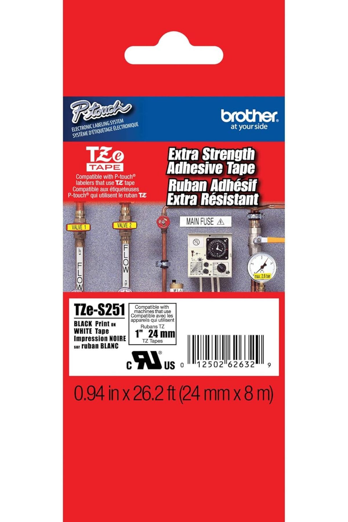 STOREMAX bystoreby Orijinal P-Touch TZE-S251 Bant, 2,5 cm (2,4 cm) Genişliğinde Ekstra Güçlü Yapışkan