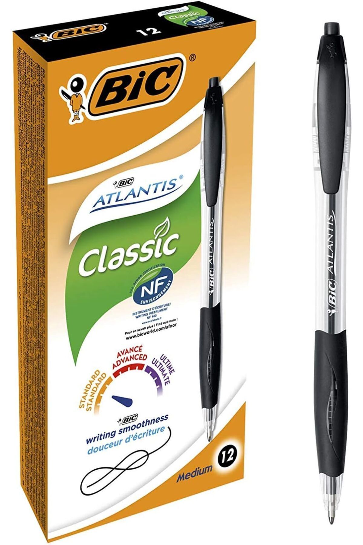 STOREMAX nffashopm Atlantis Classic basmalı tükenmez kalem (0,32 mm, kutuda 12 adet) siyah storestarx 10513