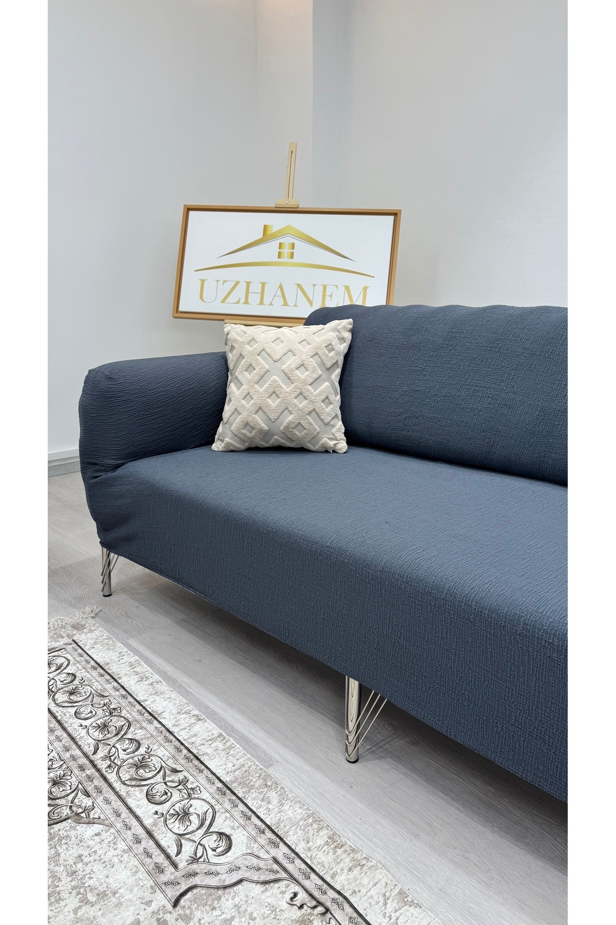 uzhanem-طقم غطاء أريكة مطاطي مرن وجاكار 3 3 1 1 - أنثراسايت 4