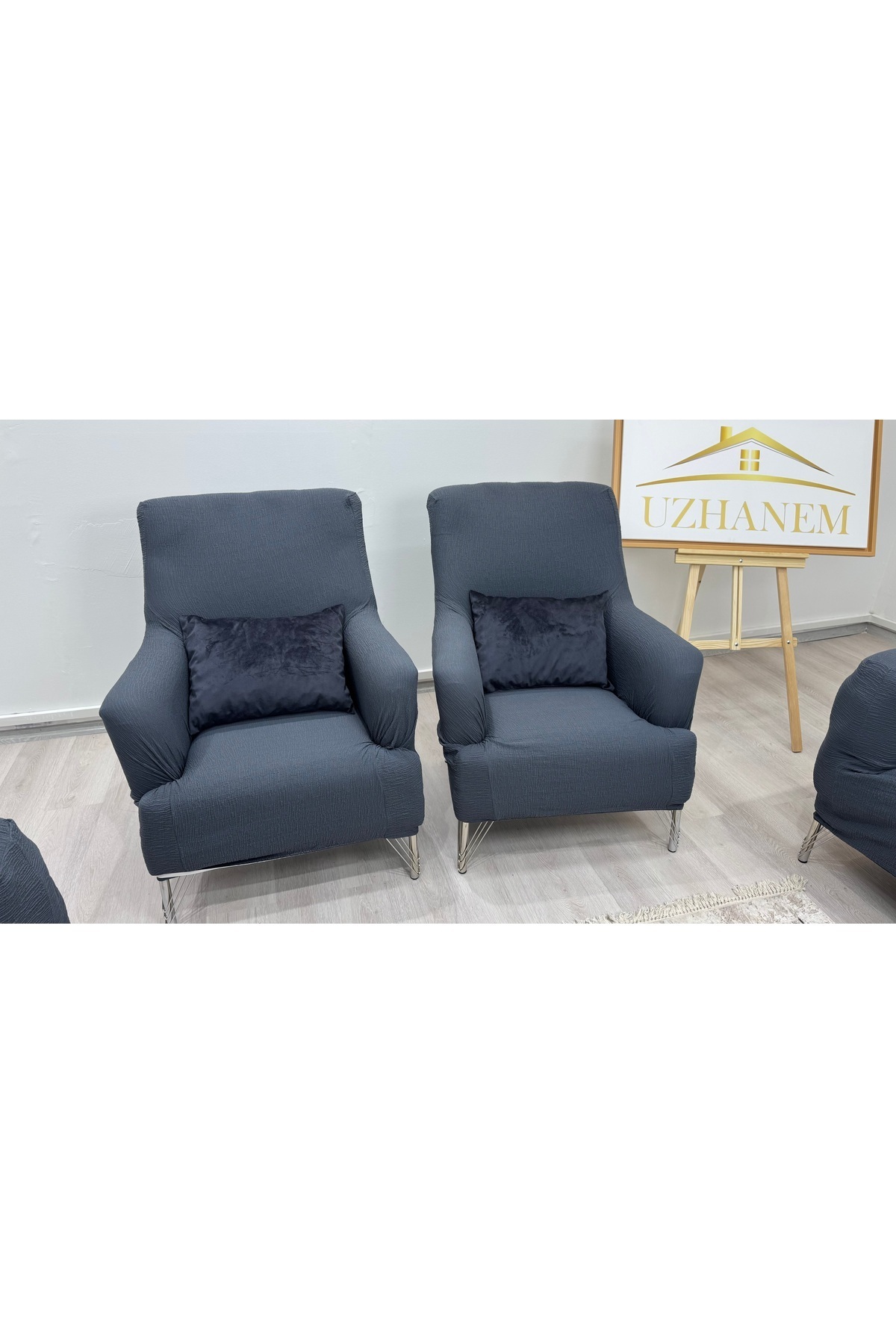 uzhanem-طقم غطاء أريكة مطاطي مرن وجاكار 3 3 1 1 - أنثراسايت 6