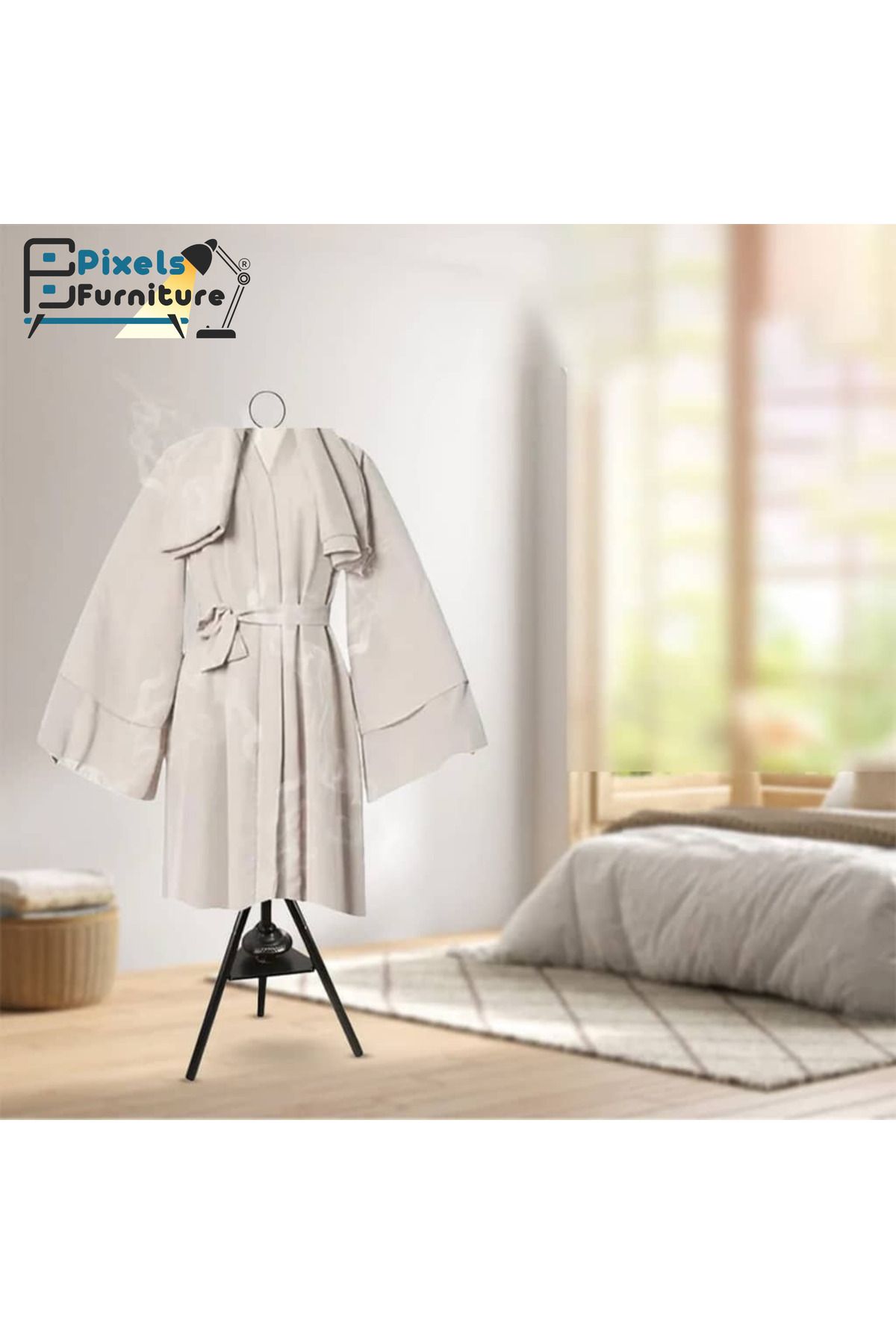 PixelsFurniture-Pixel Furniture 2-in-1 Steamer and Hanger with Clothes Steaming Holes and Multi-Purpose Hanger in Stylish Design 4