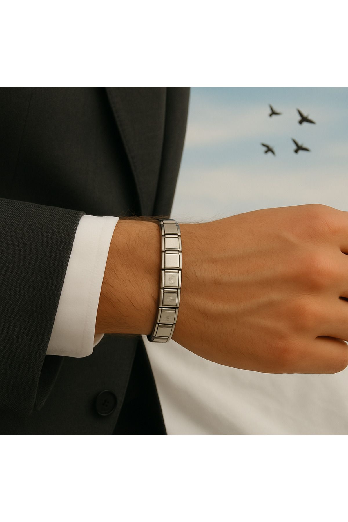 CONJOINT İTALYAN SILVER CHARM ÇELİK BİLEKLİK