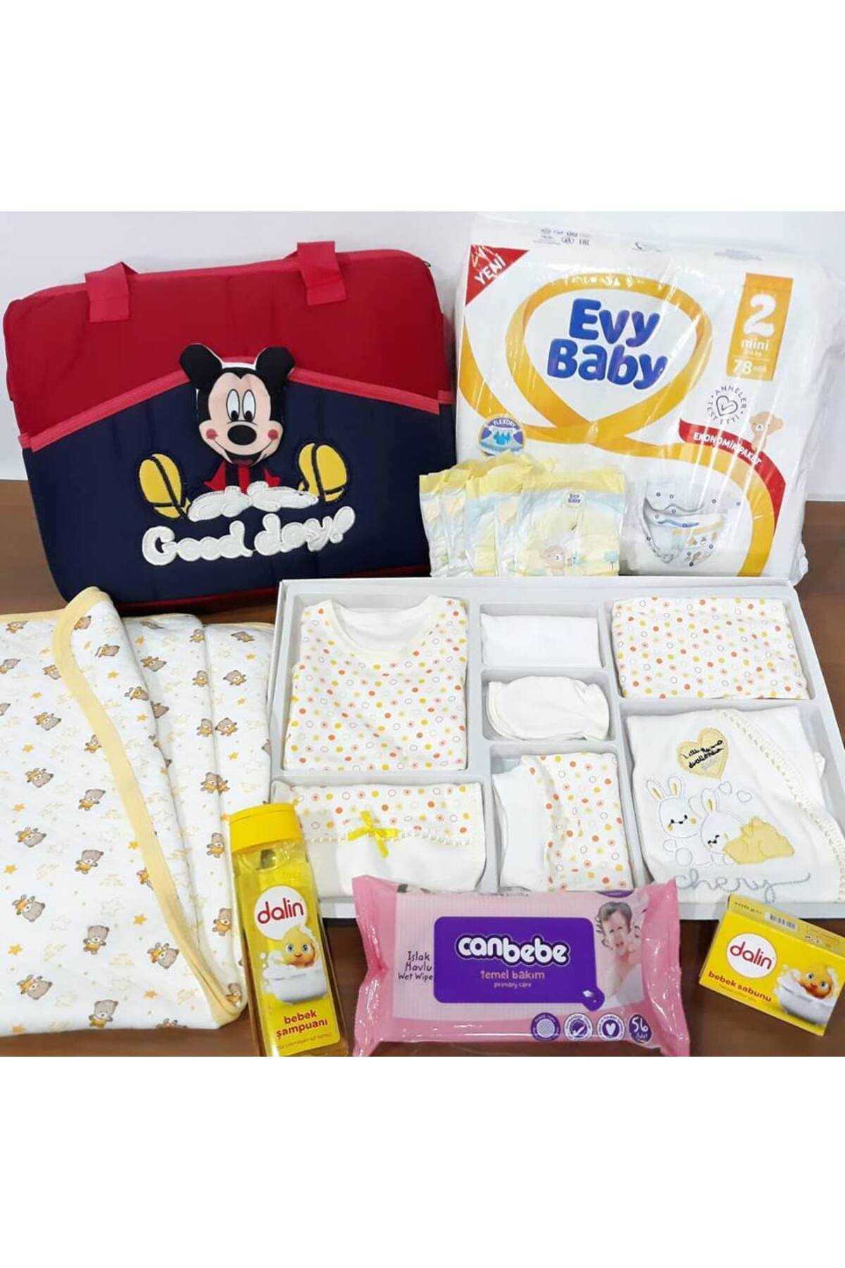 bebegen Yenidoğan Sarı Anne Bebek Doğuma Hazırlık Çantası Seti fotoğrafı 5 (önizleme)