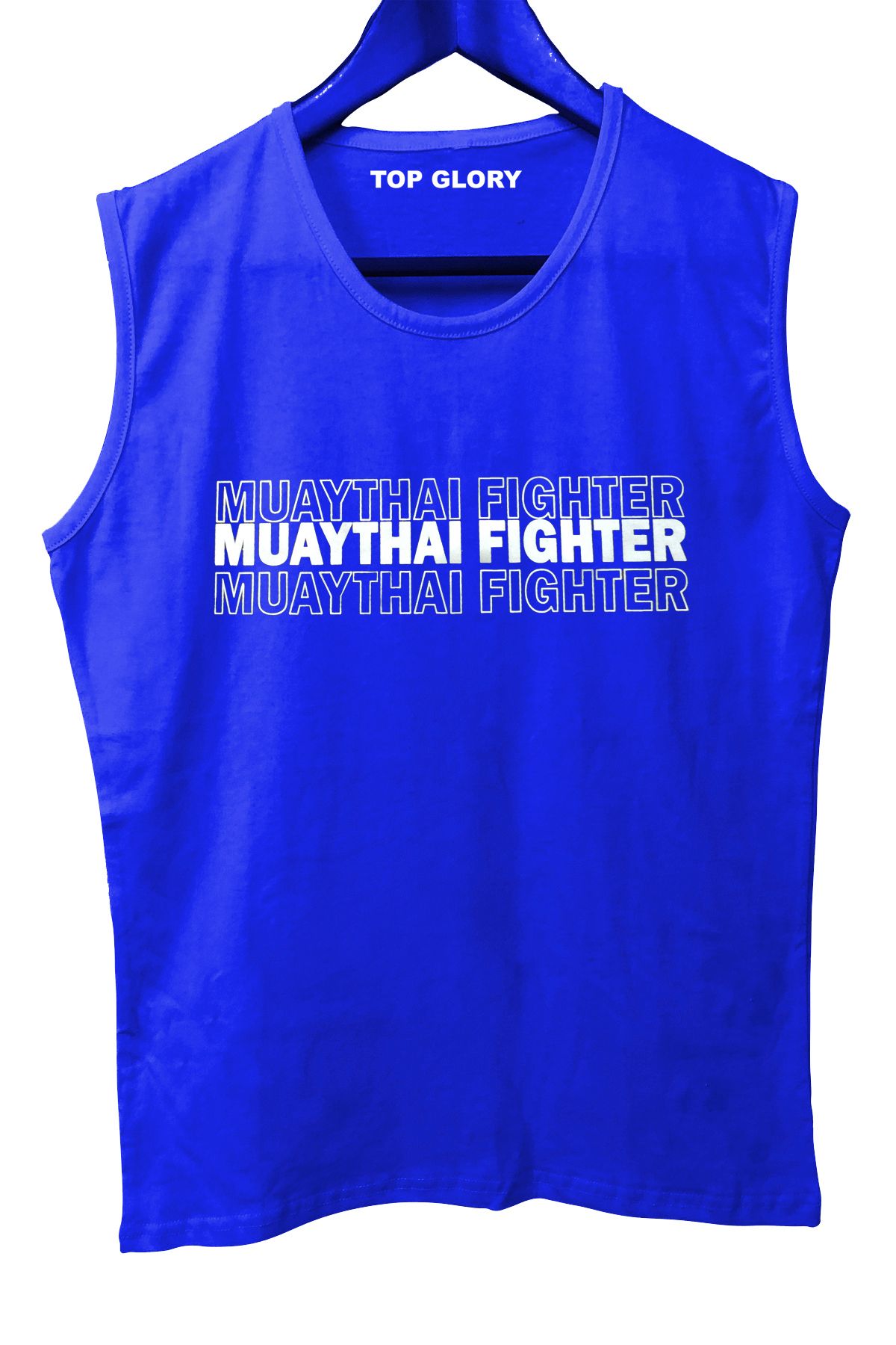 TOP GLORY Muay Thai Fighter Baskılı Kolsuz Sporcu T-shirt Tank Top Sporcu Fitness Atlet